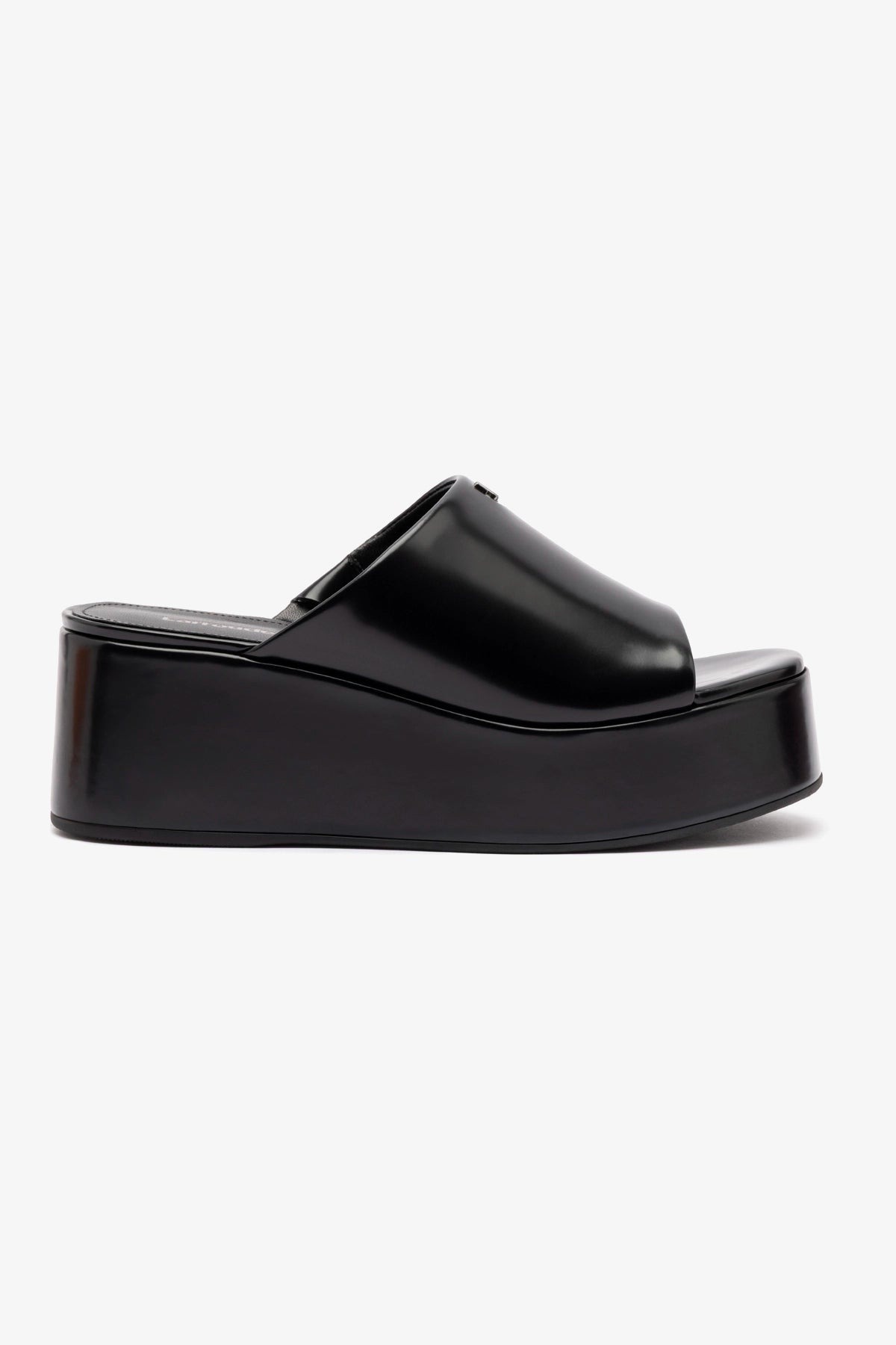 Larroudé, Charli Box Mule in Black Leather