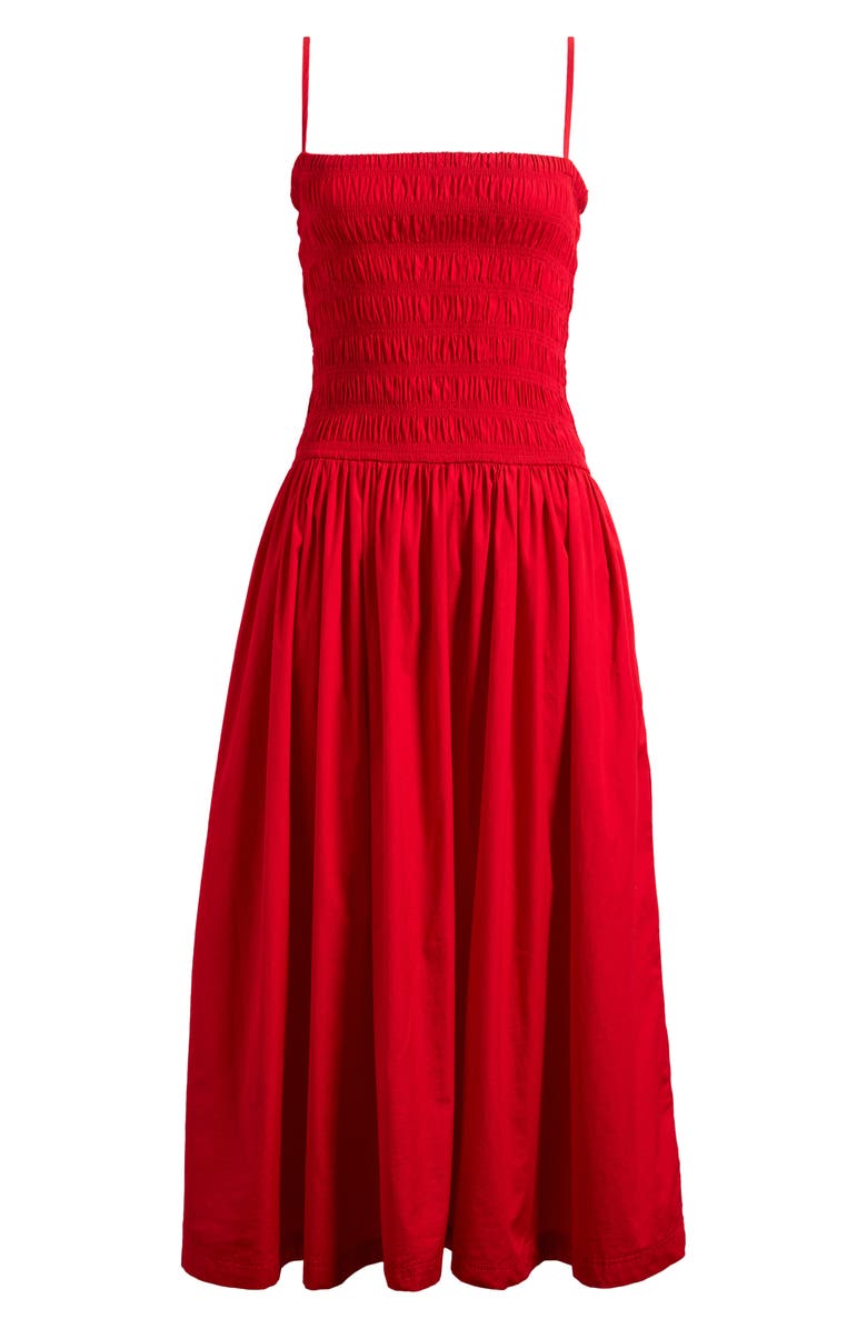 Smocked Cotton Poplin Maxi Dress