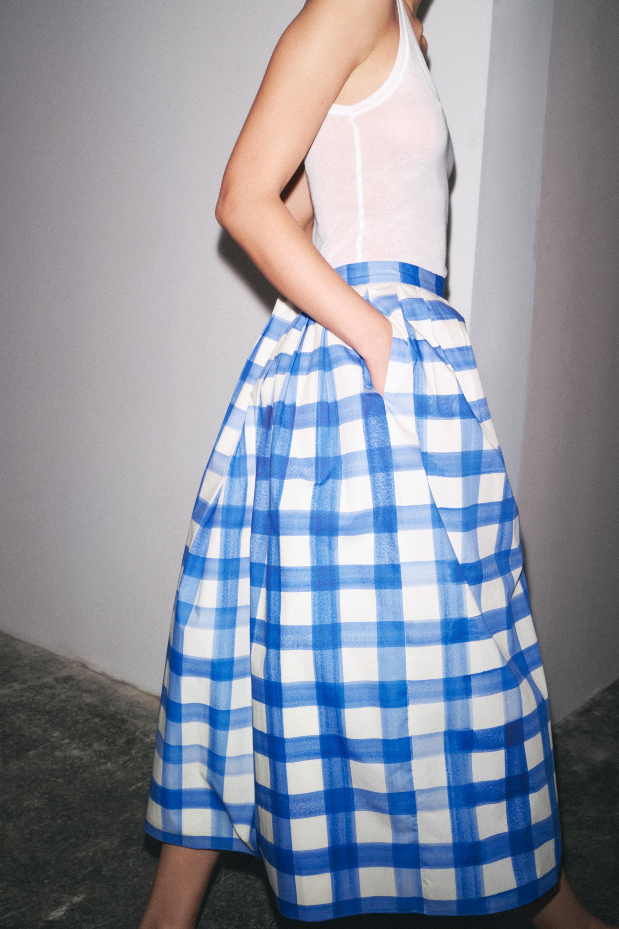 Checkered Midi Skirt Zw Collection