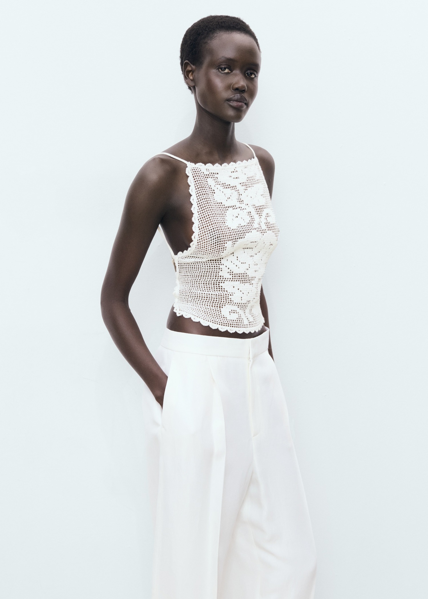 MANGO, Open-Back Crochet Top