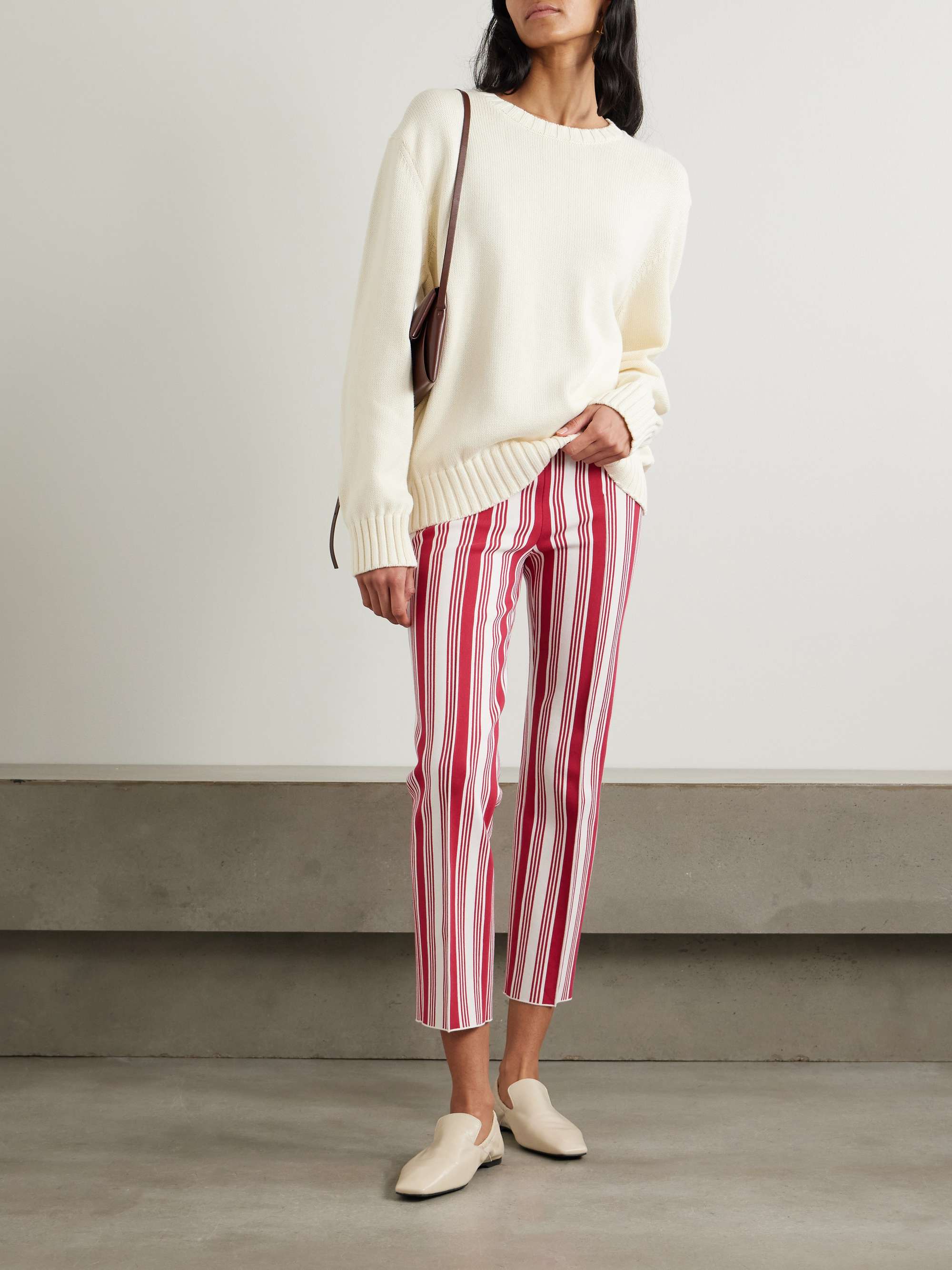 Louis Cropped Striped Cotton-Blend Straight-Leg Pants