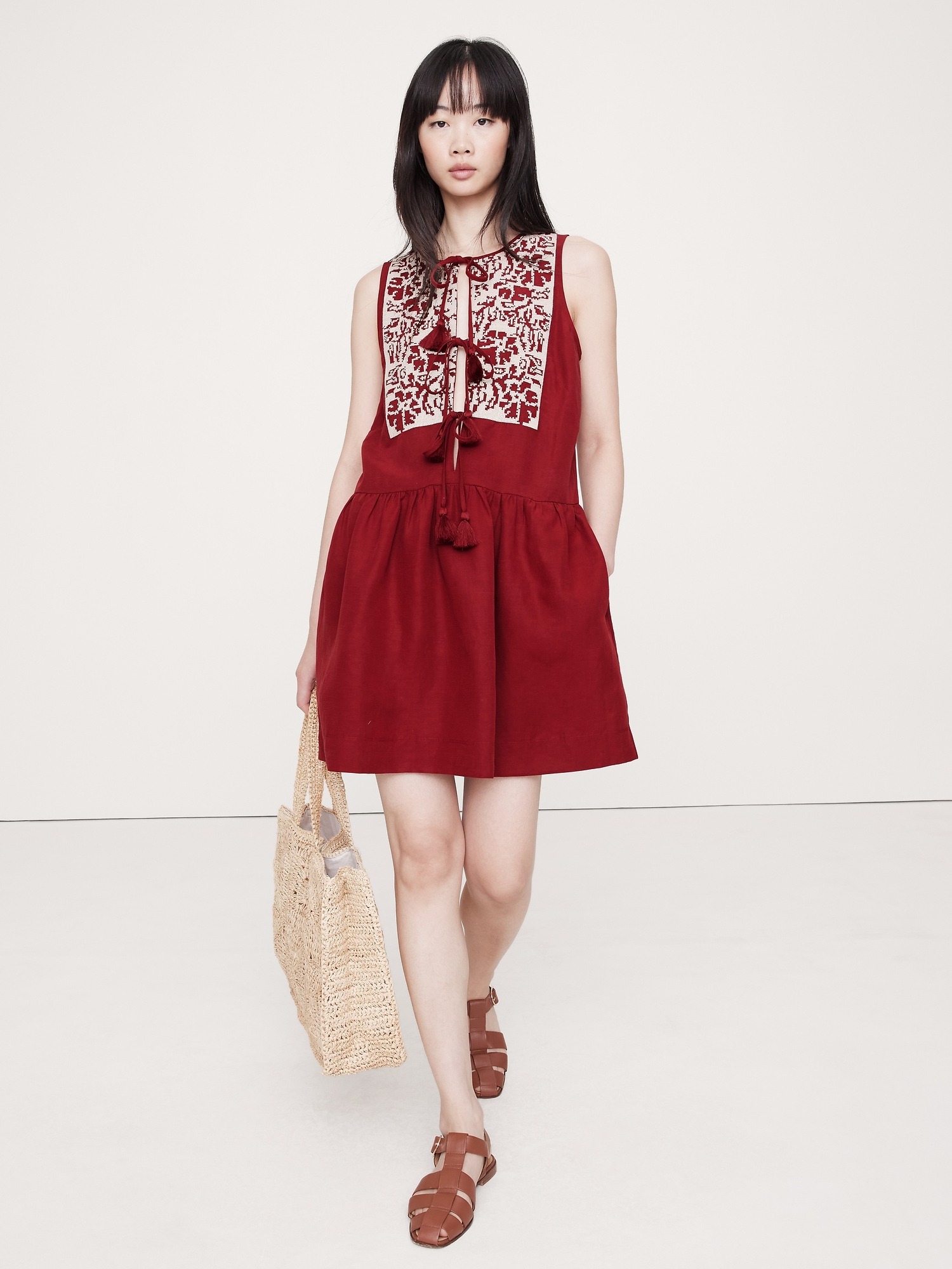 Banana Republic, Embroidered Tencel™-Linen Mini Dress