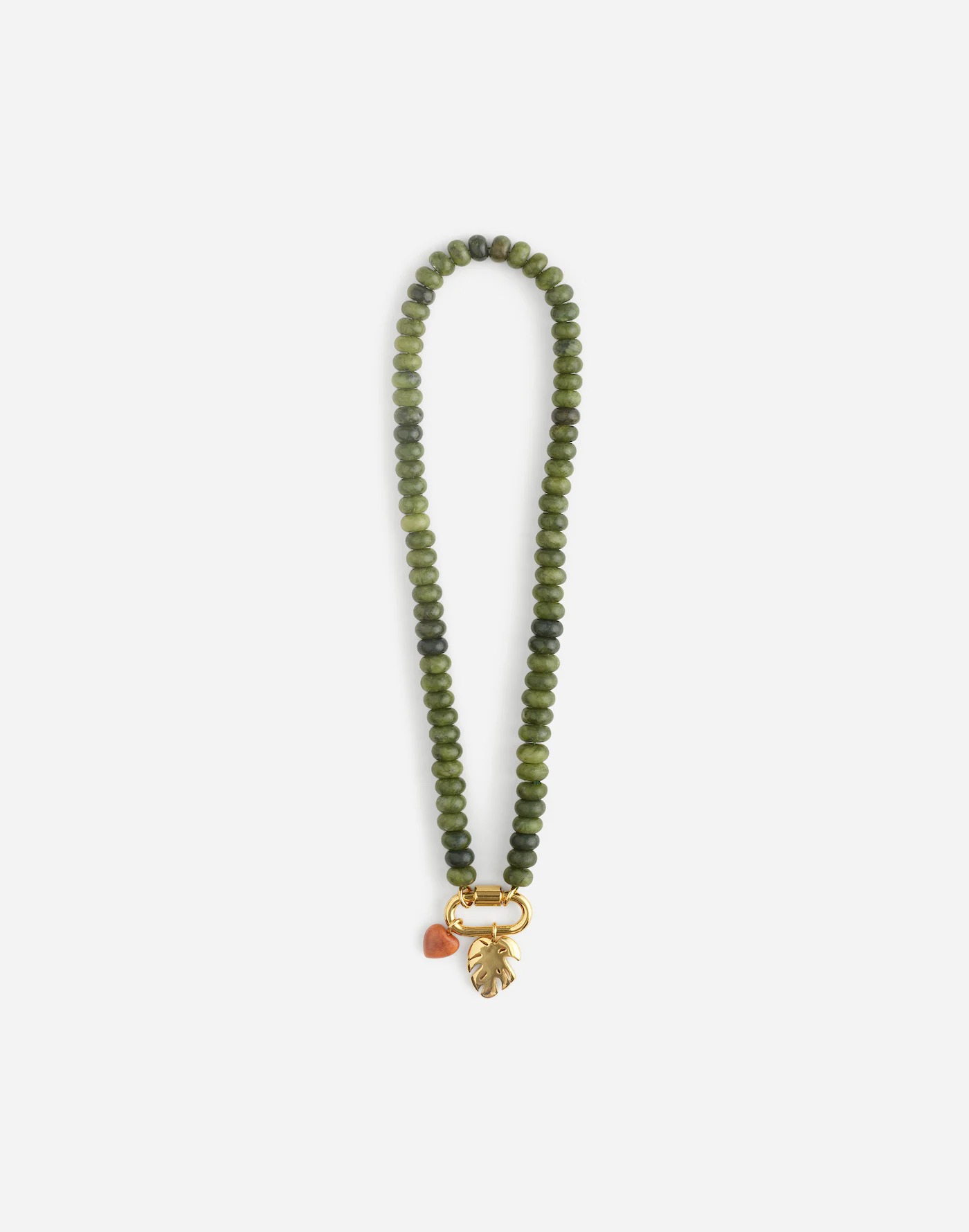 MW, Semiprecious Beaded Monstera Charm Necklace