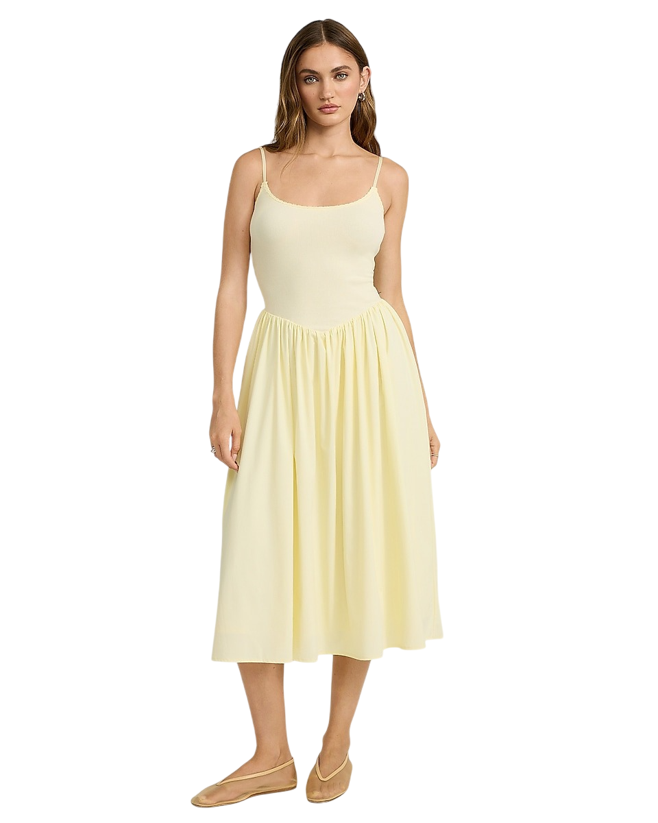 Express, Scoop Neck Sleeveless Drop Waist Midi Fit and Flare Dress