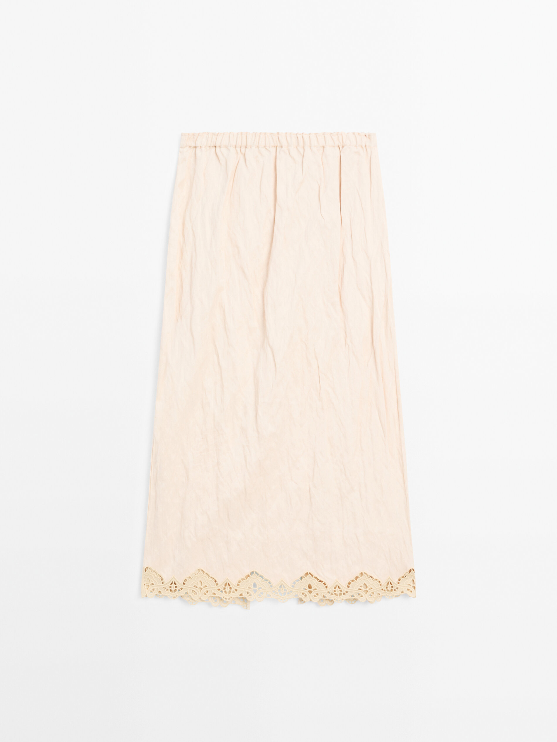 Flowing Midi Skirt With Blonde Lace Detail