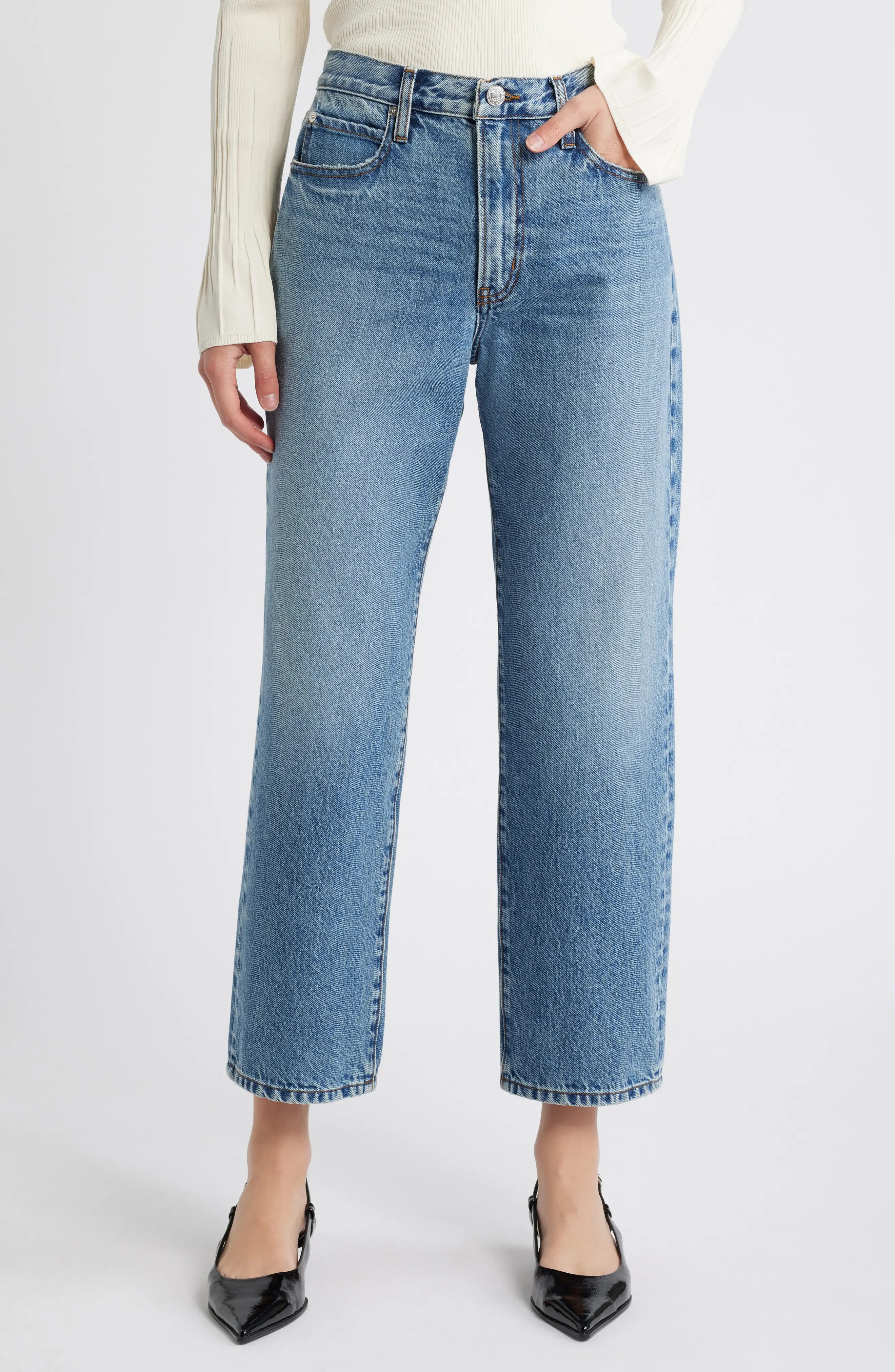 FRAME, The Hang High Waist Ankle Straight Leg Jeans