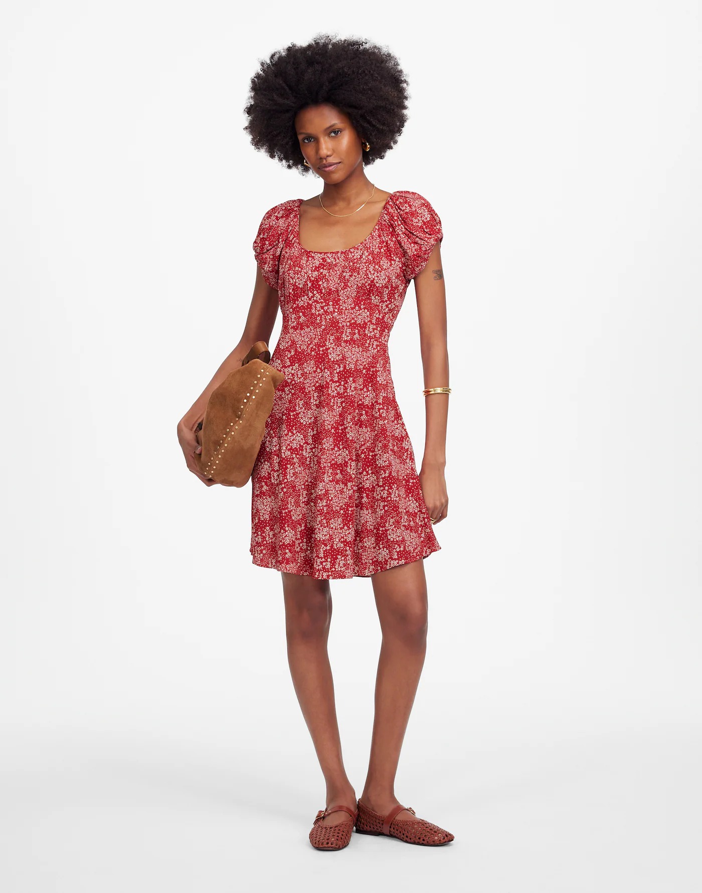 MW, Ruched Scoopneck Mini Dress in Floral