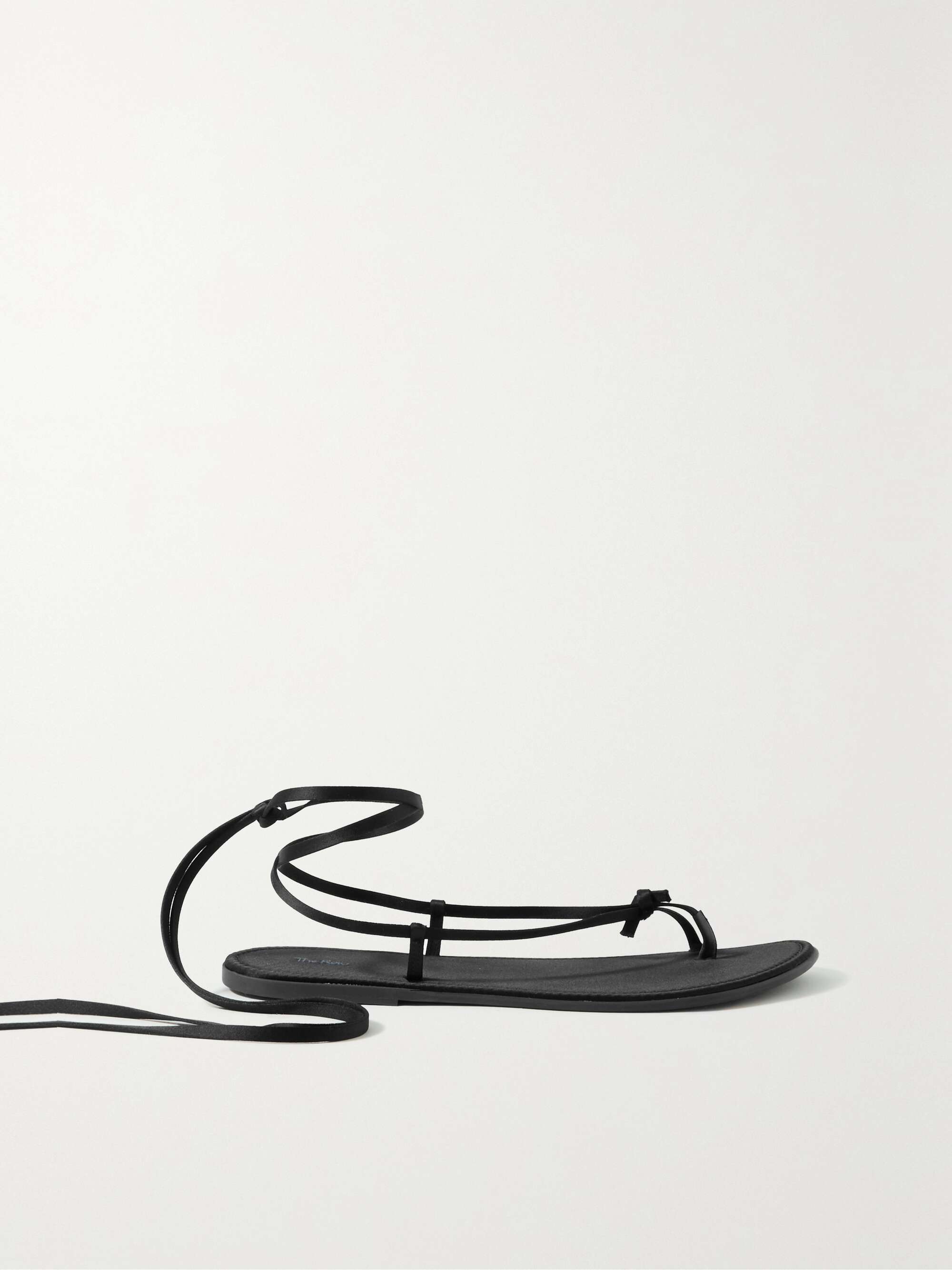 Lace-Up Knotted Satin Sandals