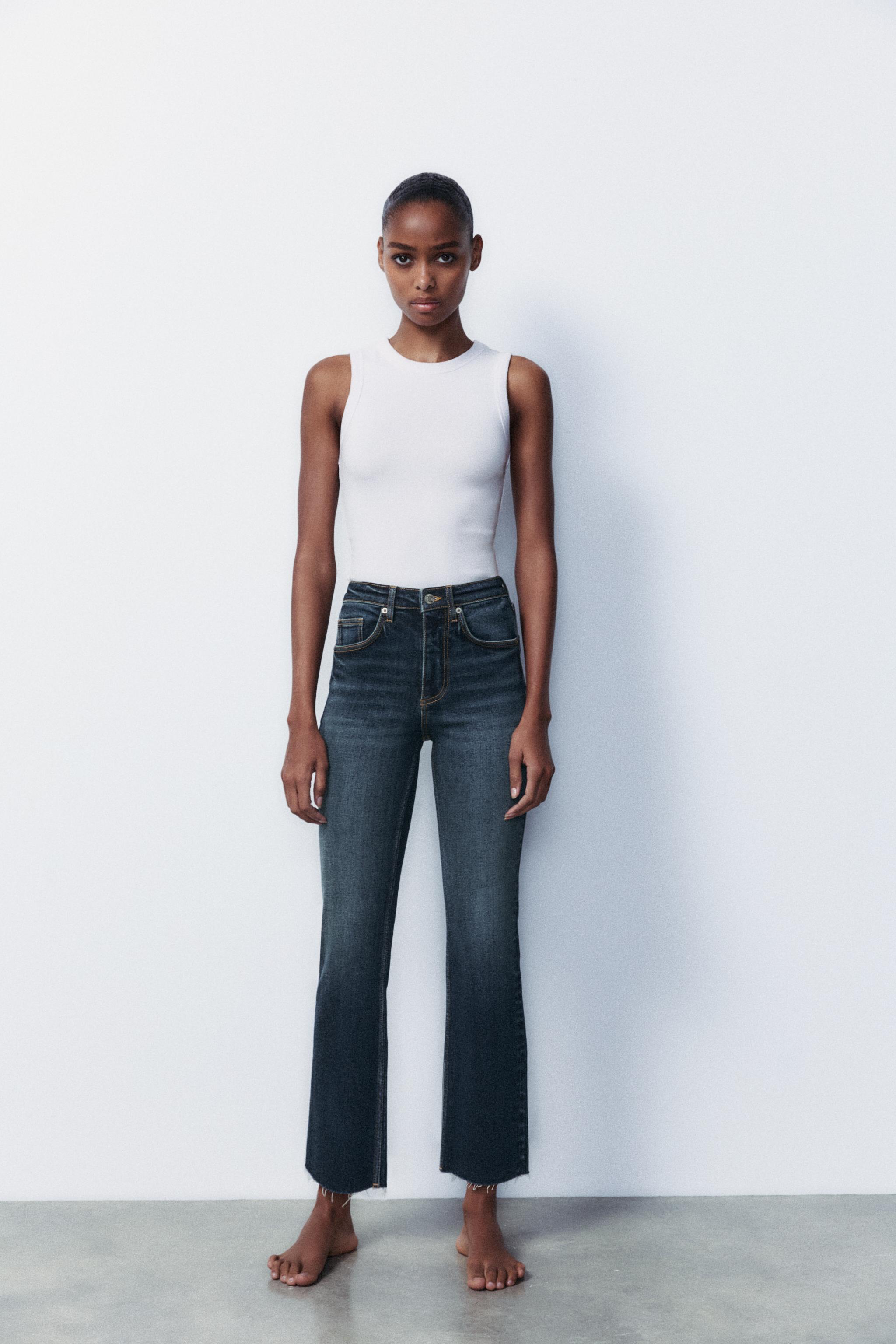 Trf High-Waisted Cropped Flare Jeans