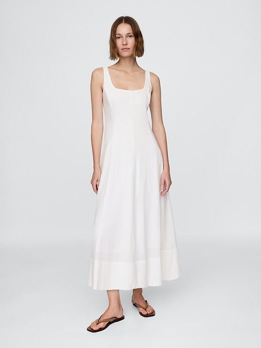 Gap, Linen-Blend Square-Neck Maxi Dress