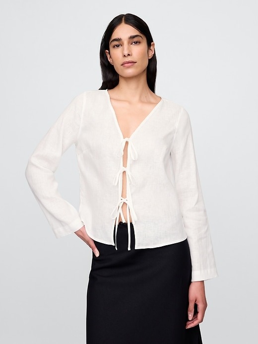 Gap, 100% Linen Tie-Front Shirt