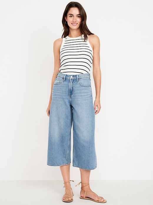 High-Waisted Baggy Wide-Leg Culotte Jeans