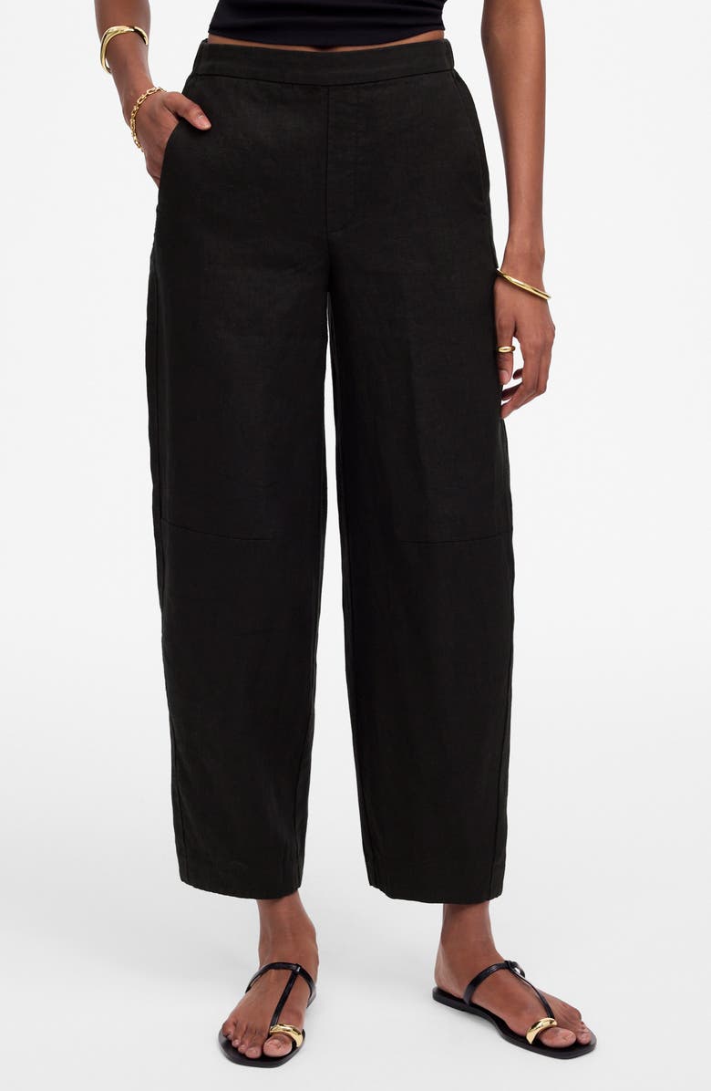 Barrel Leg Crop Linen Pants