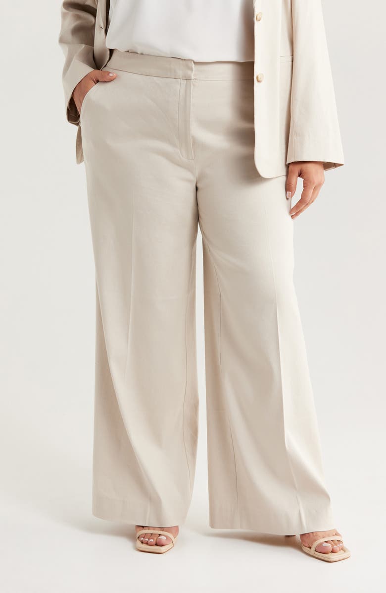 Linen Blend Wide Leg Pants