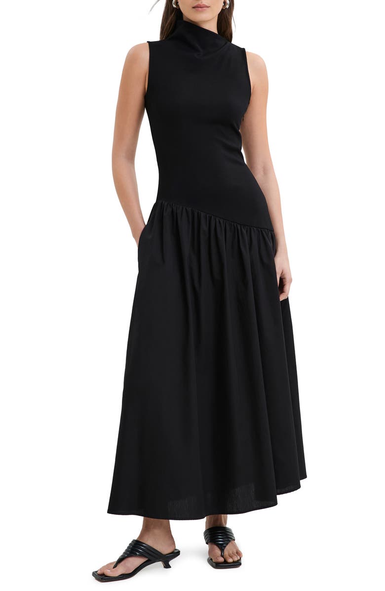 Hutton Sleeveless Mixed Media Maxi Dress