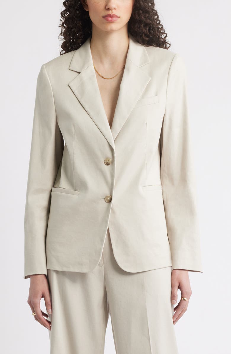 Stretch Linen Blend Boyfriend Blazer
