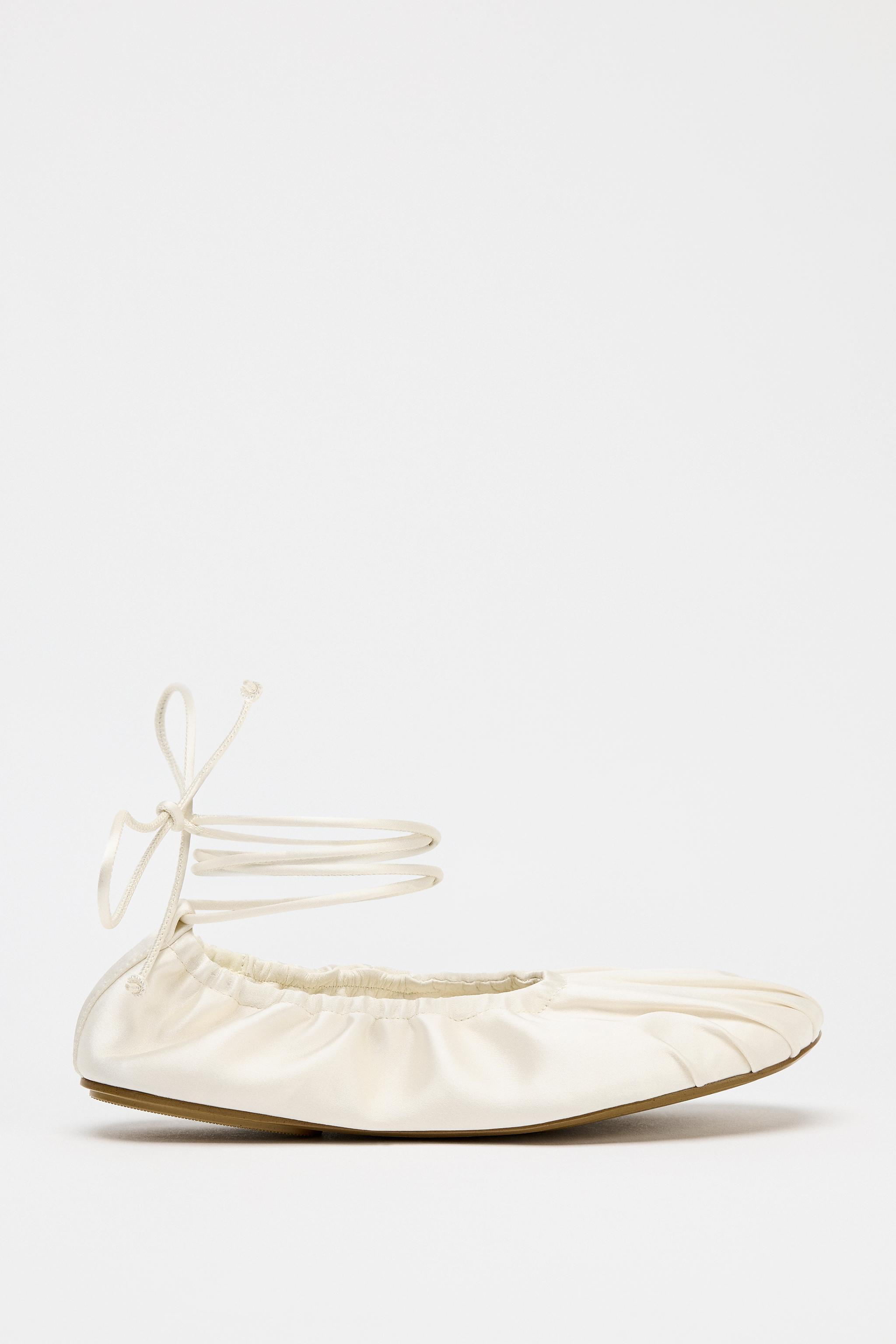 Limited Edition Satin Effect Ruched Ballet Flats