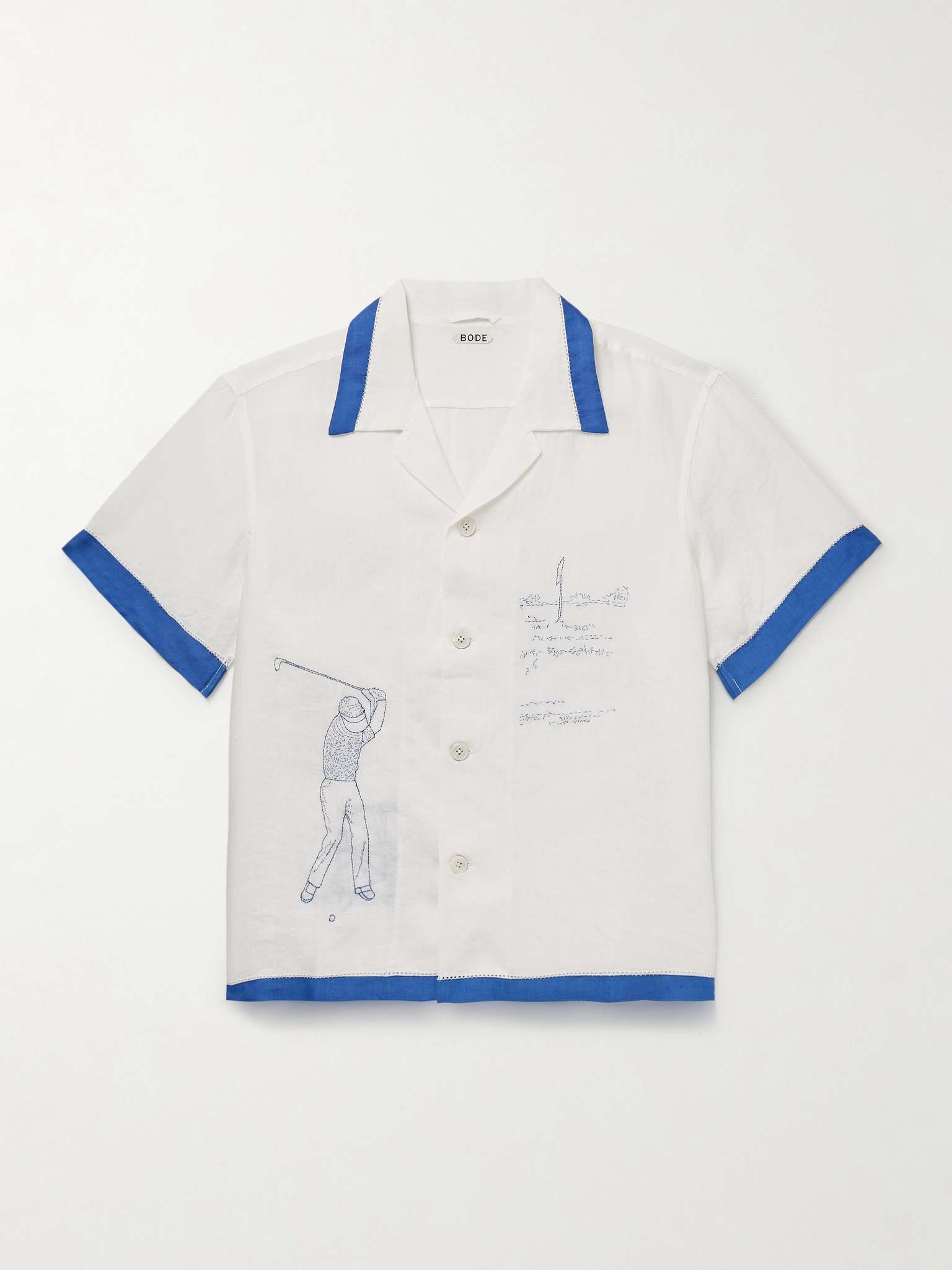 Bode, Club Champion Camp-Collar Embroidered Linen Shirt