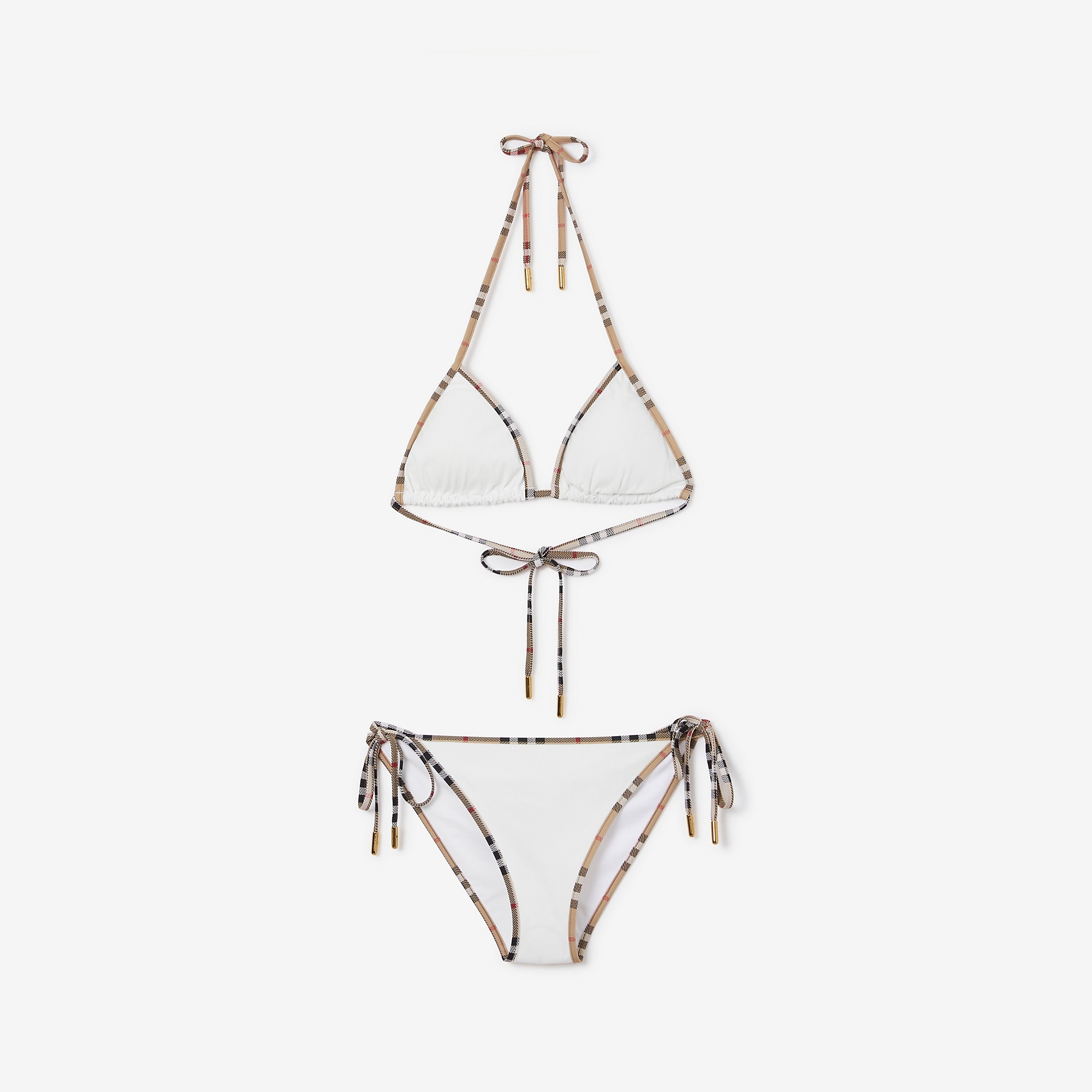 Check Trim Bikini in White - Women, Nylon | Burberry® Official