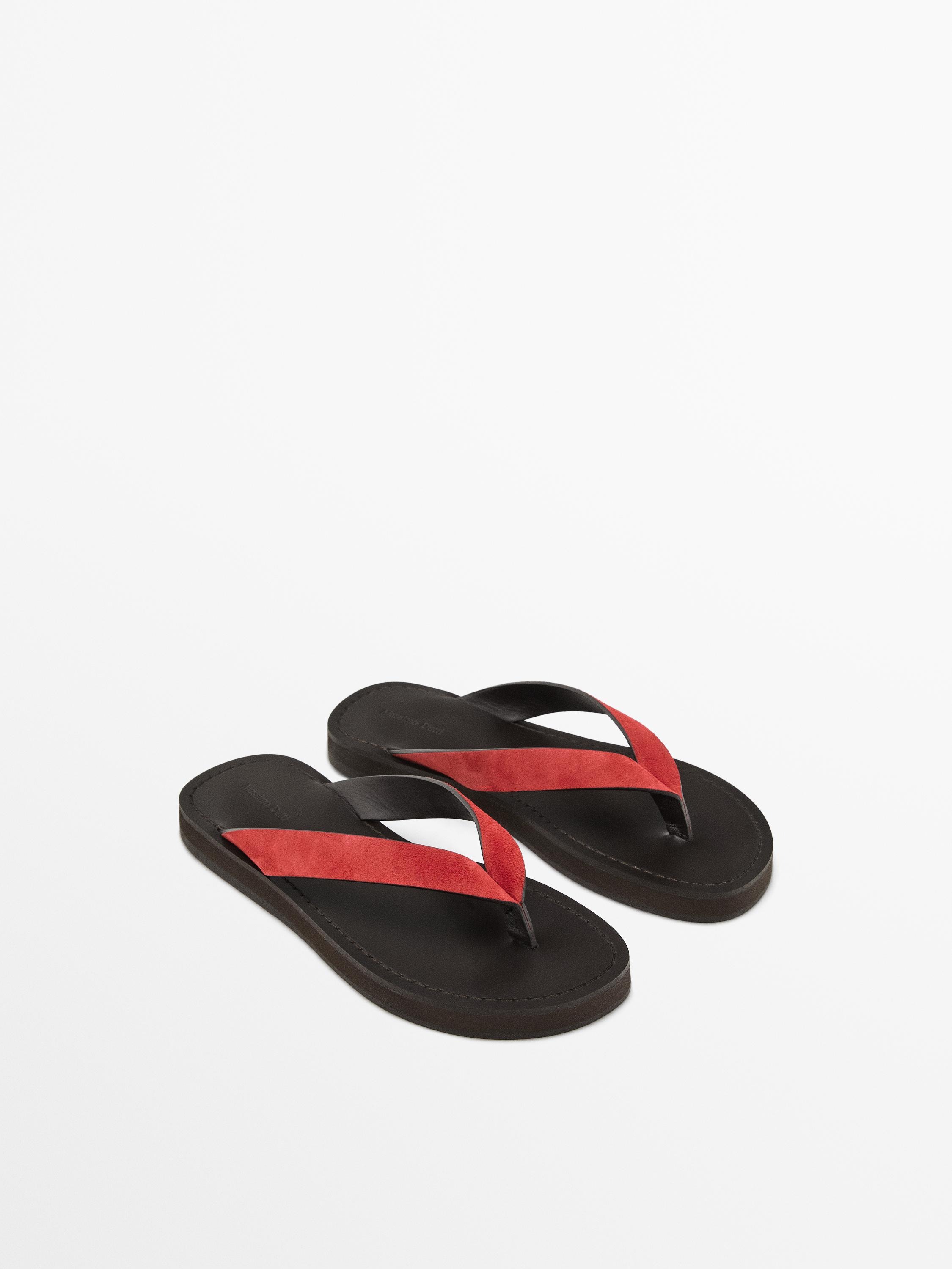 Massimo Dutti, Split Suede Sandals With Toe Divider