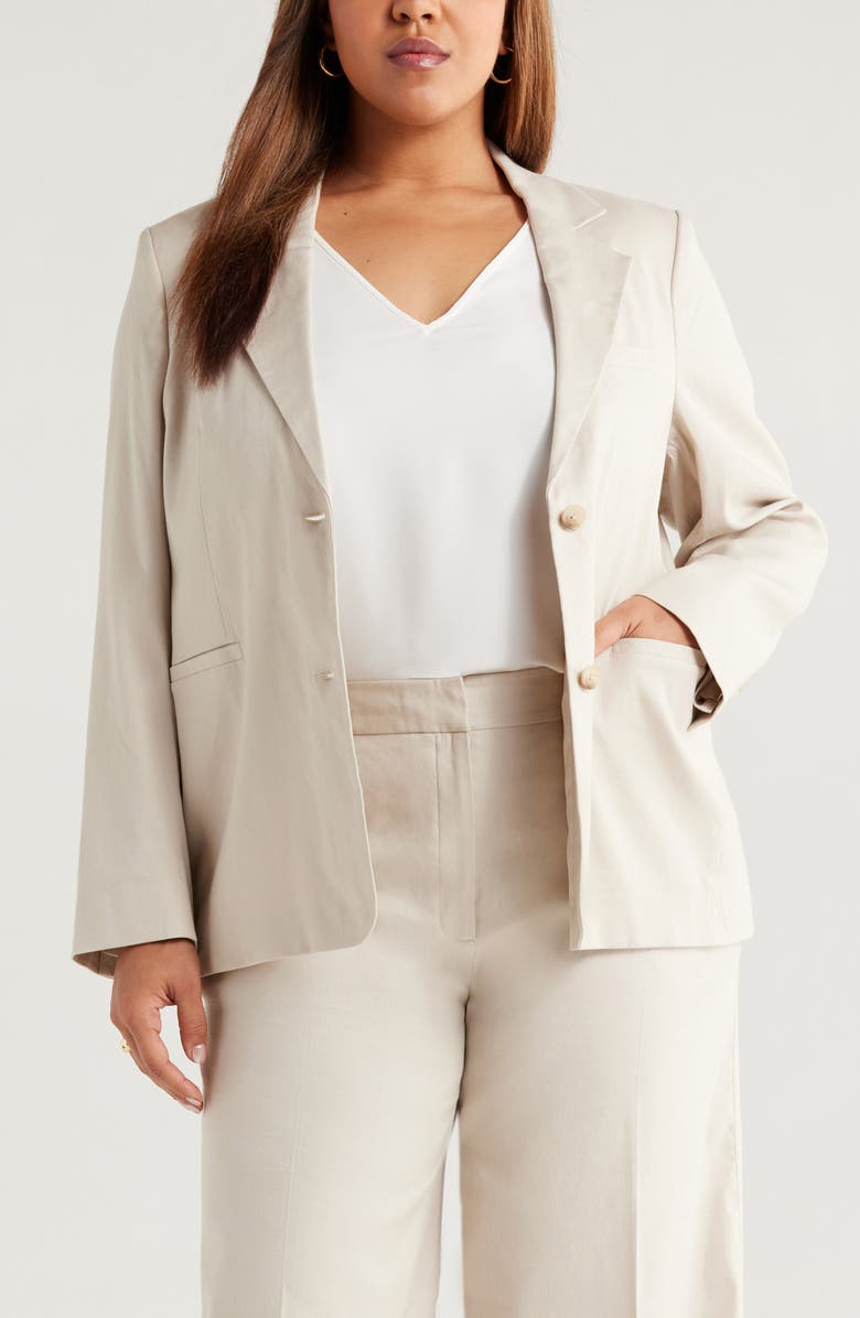 Stretch Linen Blend Boyfriend Blazer