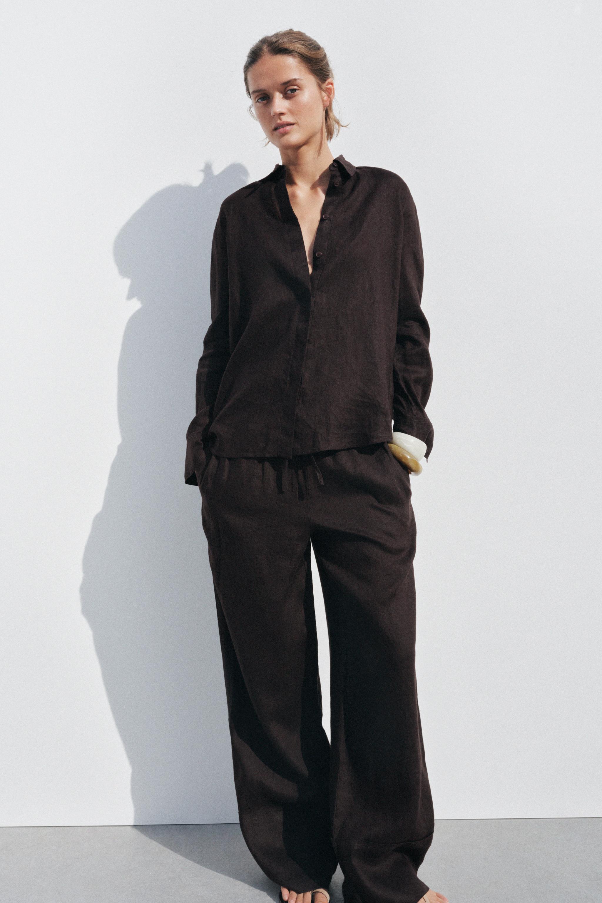 100% Linen Palazzo Pants Zw Collection