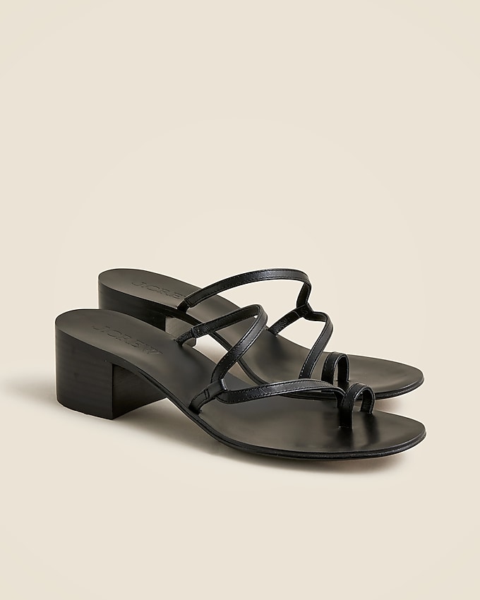 Toe-Ring Block-Heel Sandals in Leather