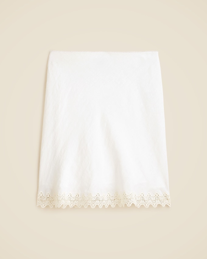 Gwen Lace-Trim Slip Skirt in Linen