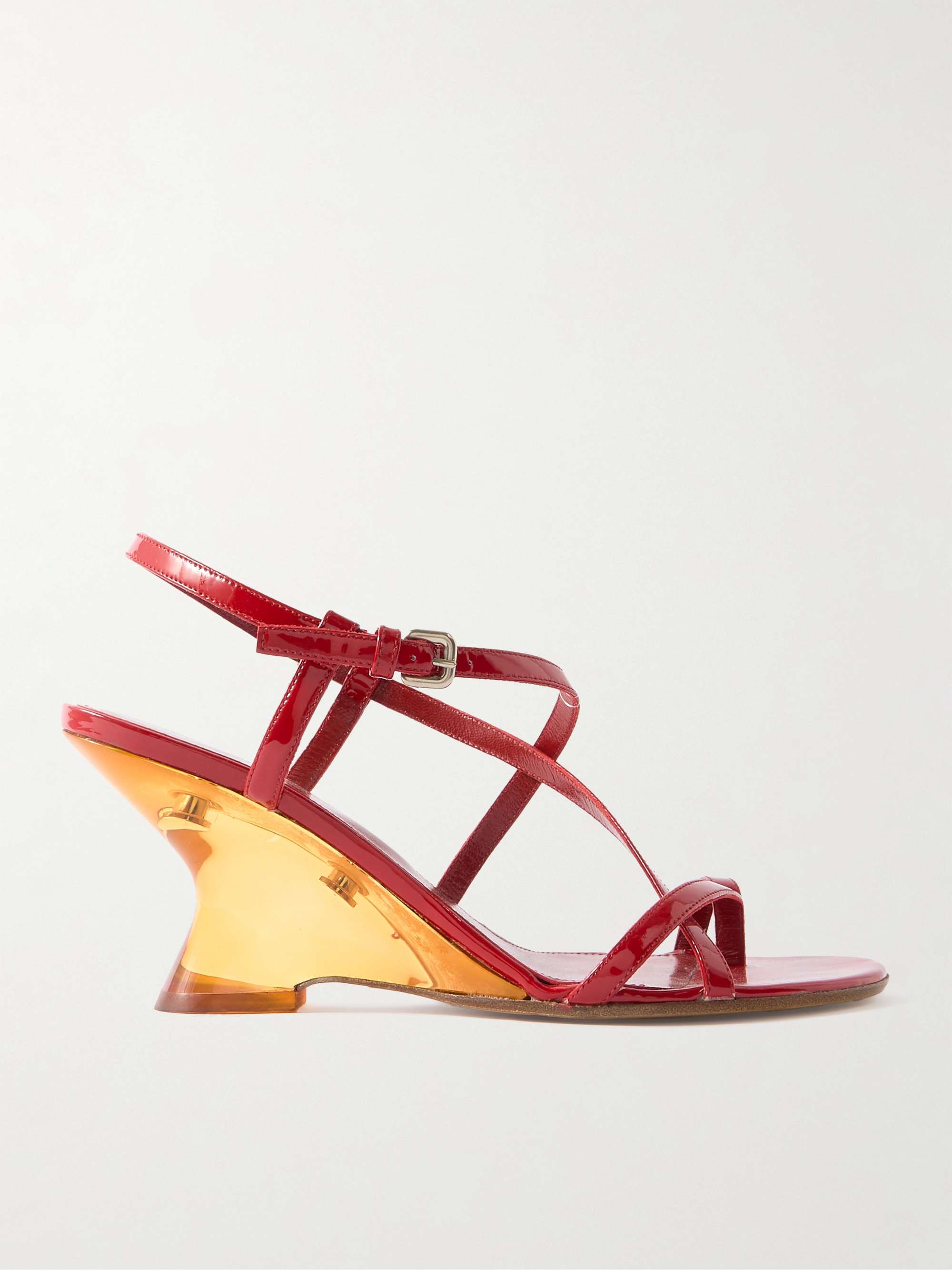 Patent-Leather Wedge Sandals