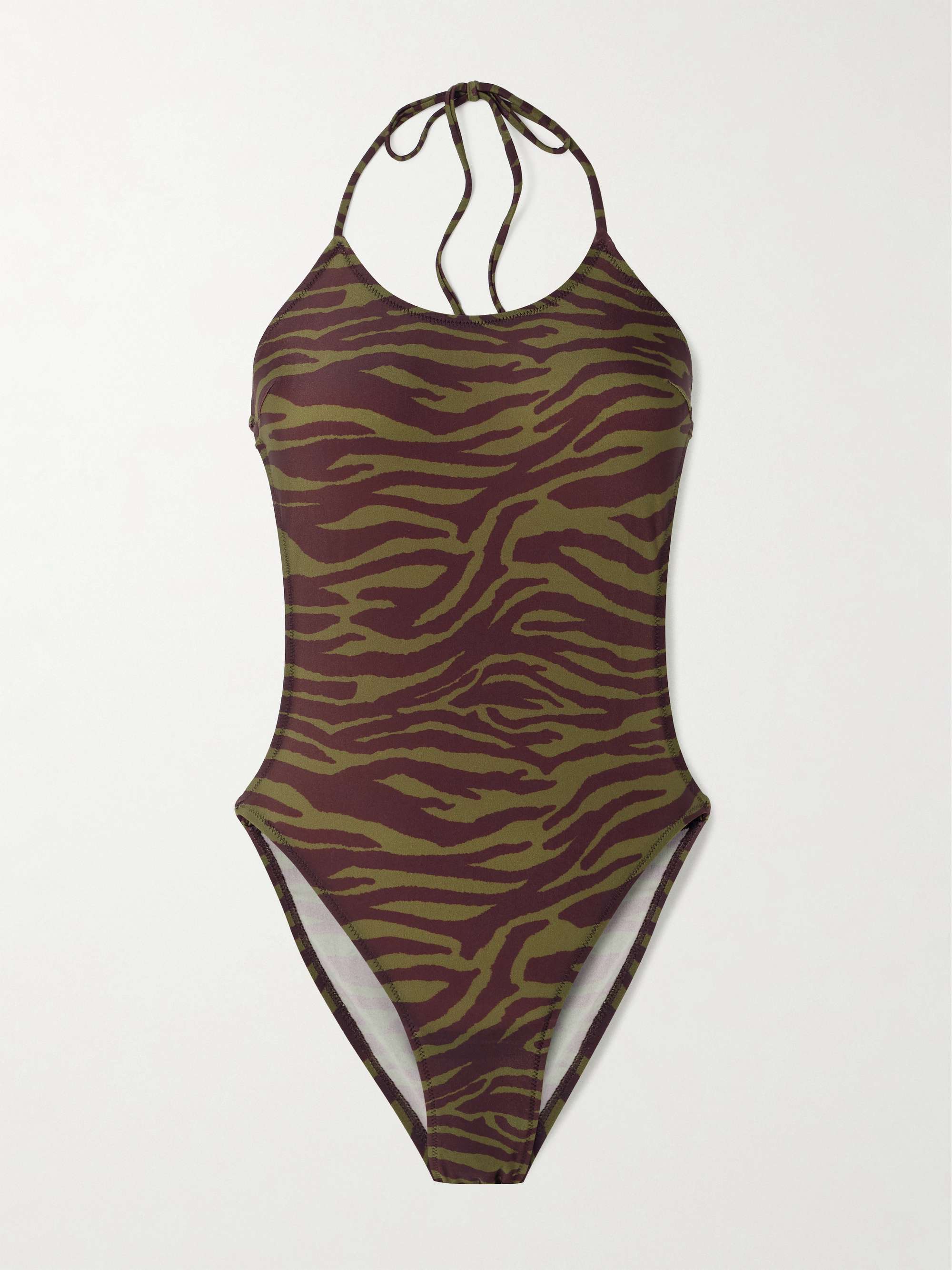 Zebra-Print Halterneck Swimsuit