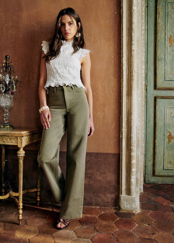 The Wide Leg Trousers - Olive Green - Organic Cotton - Organic Textile - Sézane