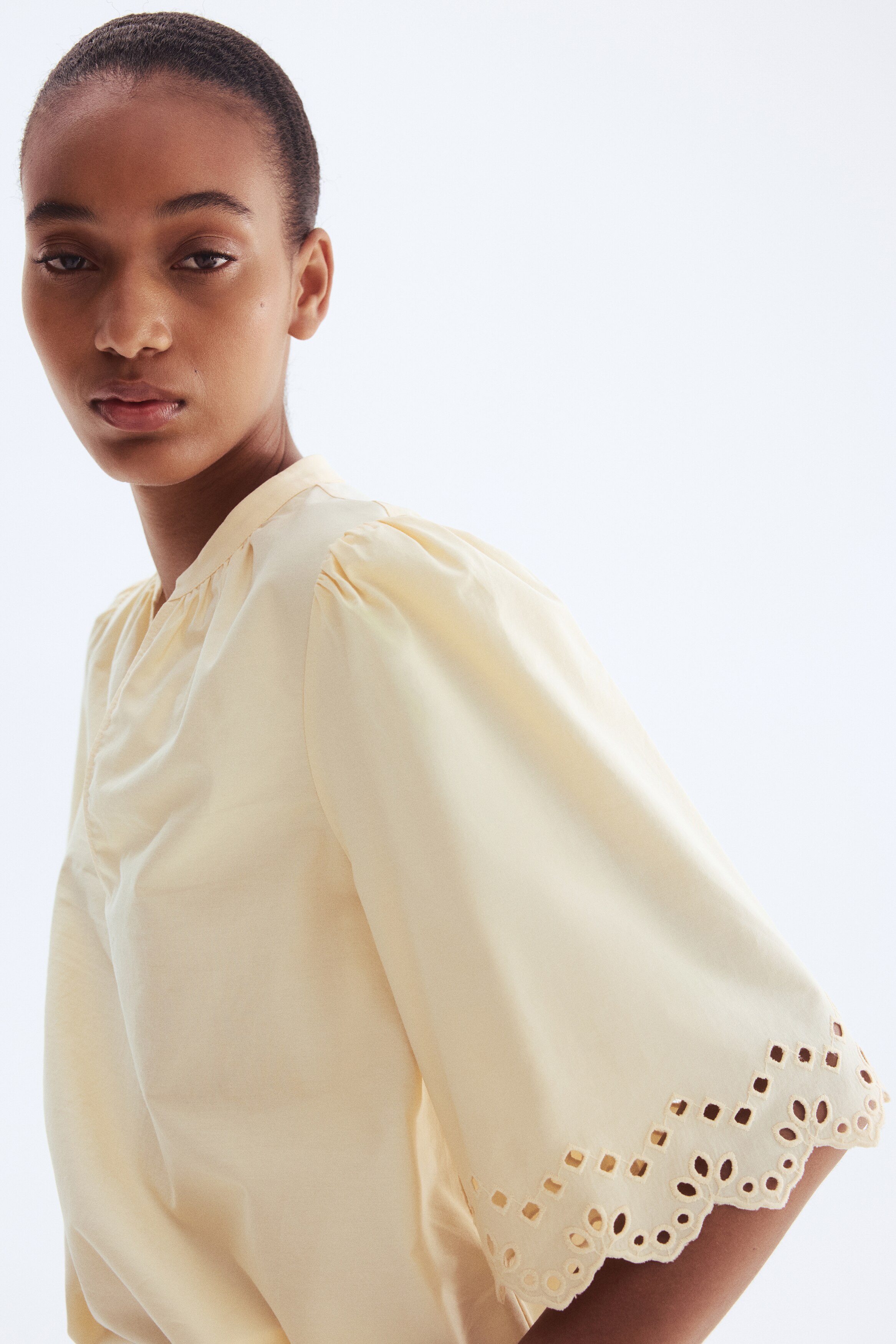 Eyelet-Embroidered Cotton Blouse