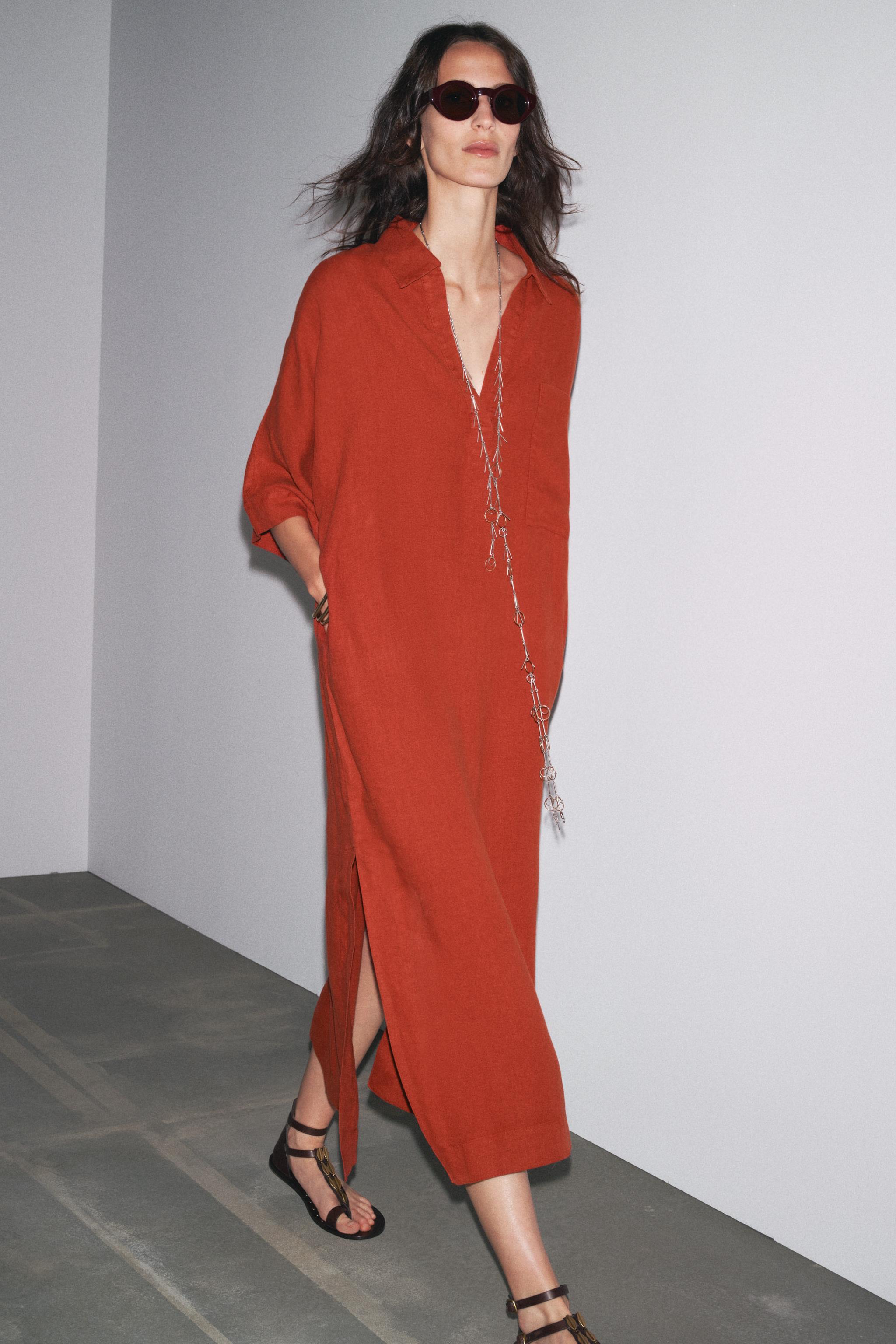 Zw Collection 100% Linen Tunic Dress