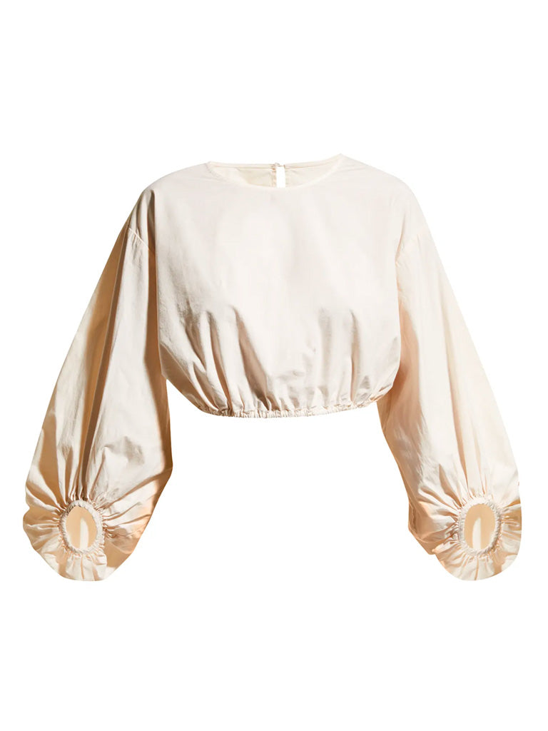 Rylan Cropped Blouse in Sand Shell