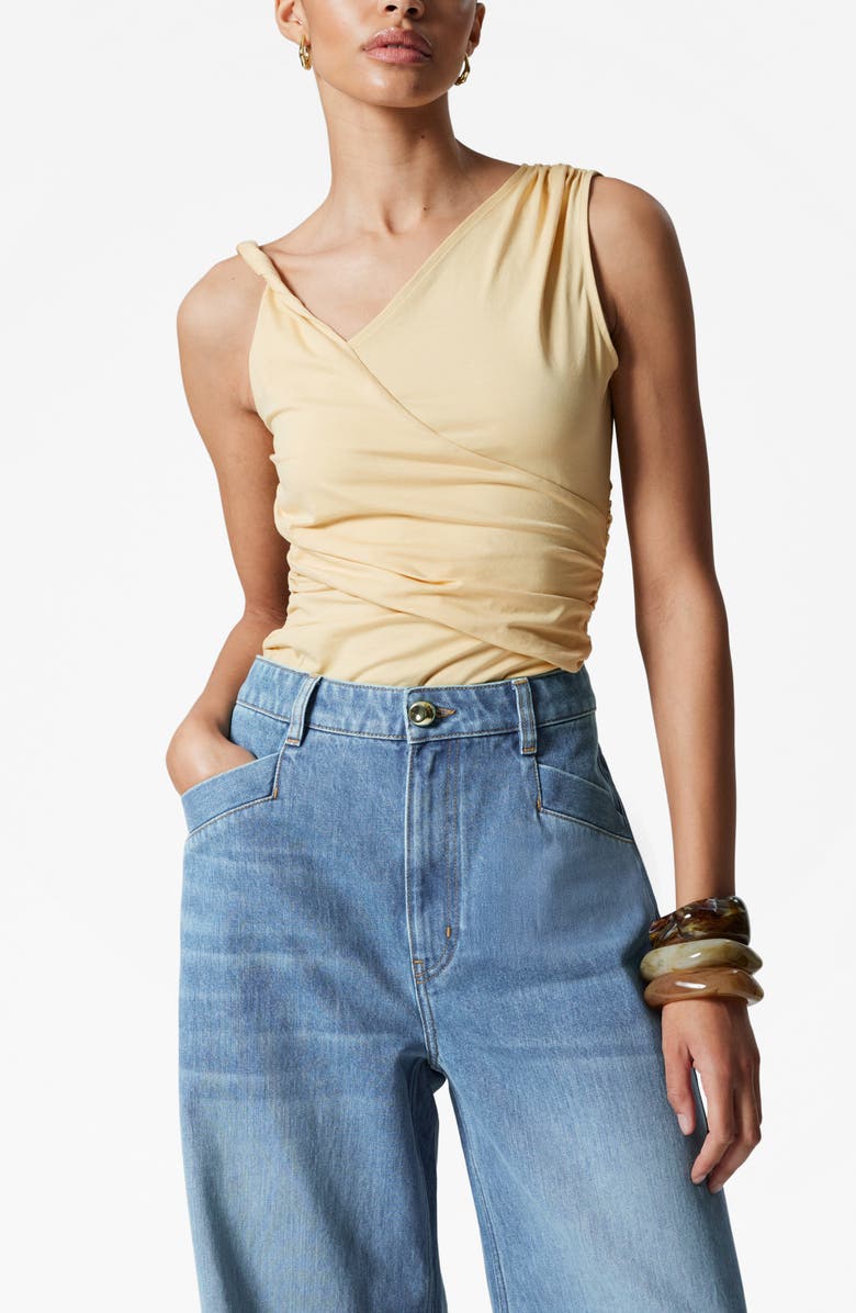 Asymmetric Drape Sleeveless Top