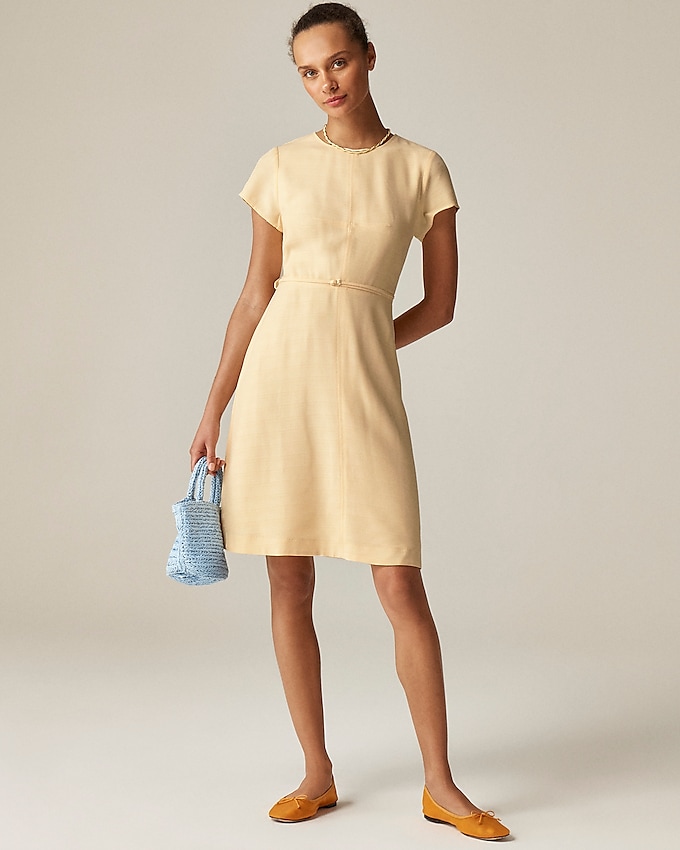 Mathilde Cap-Sleeve Dress in Luster Canvas