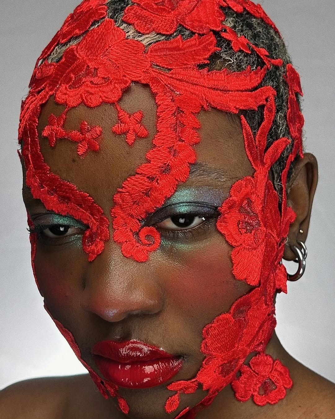 An editorial maximalist makeup look by makeup artist Lynda Florae.