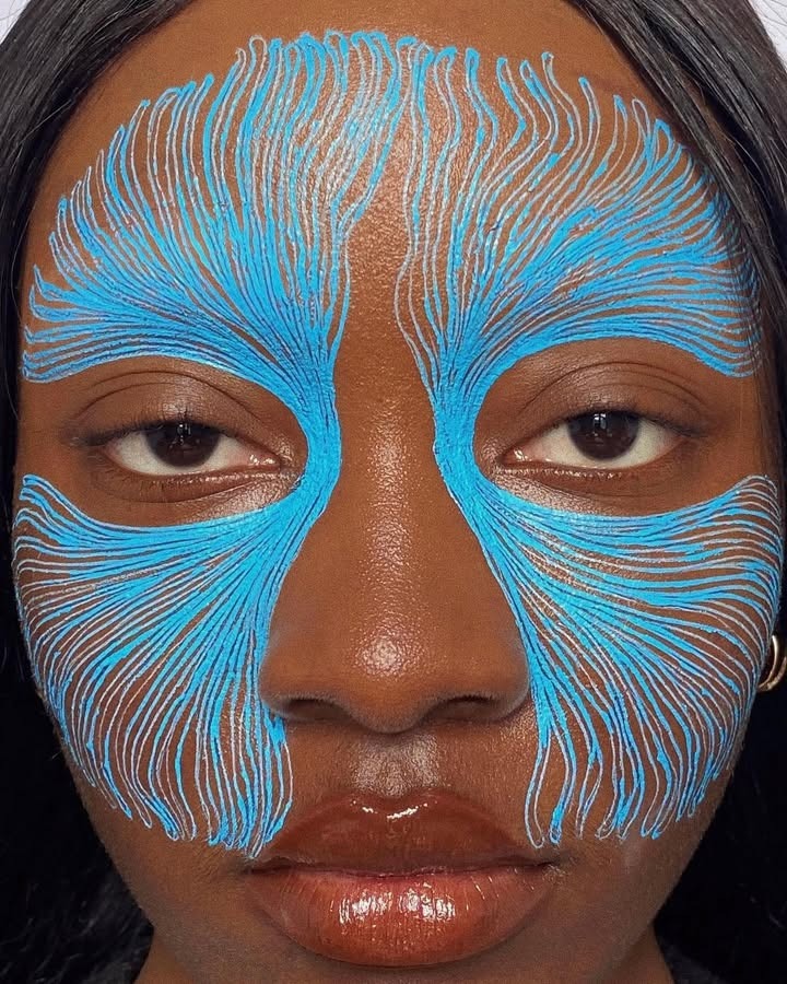 An editorial maximalist makeup look by makeup artist Lynda Florae.