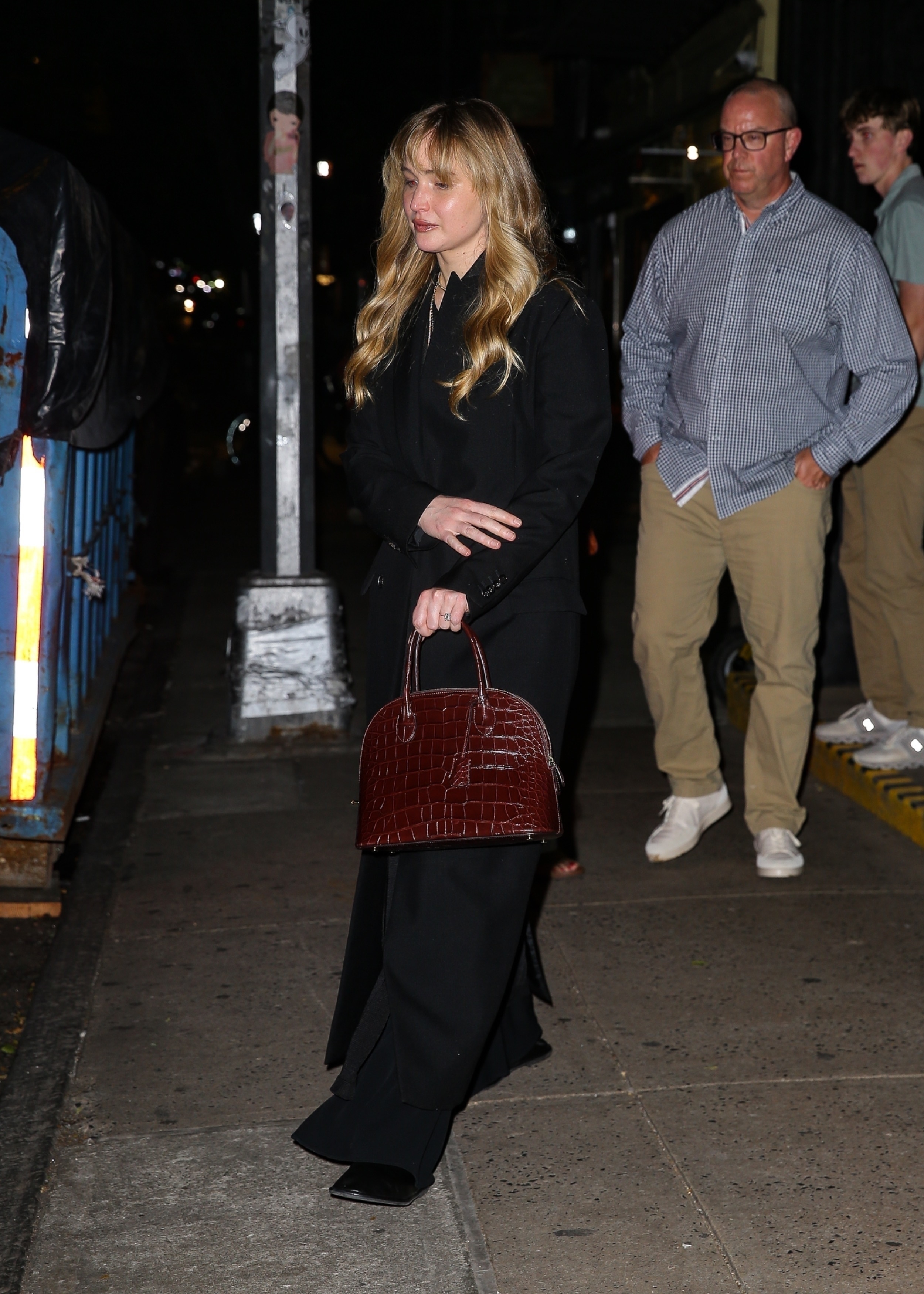Jennifer Lawrence leaving a dinner date with Dakota Johnson in New York City.