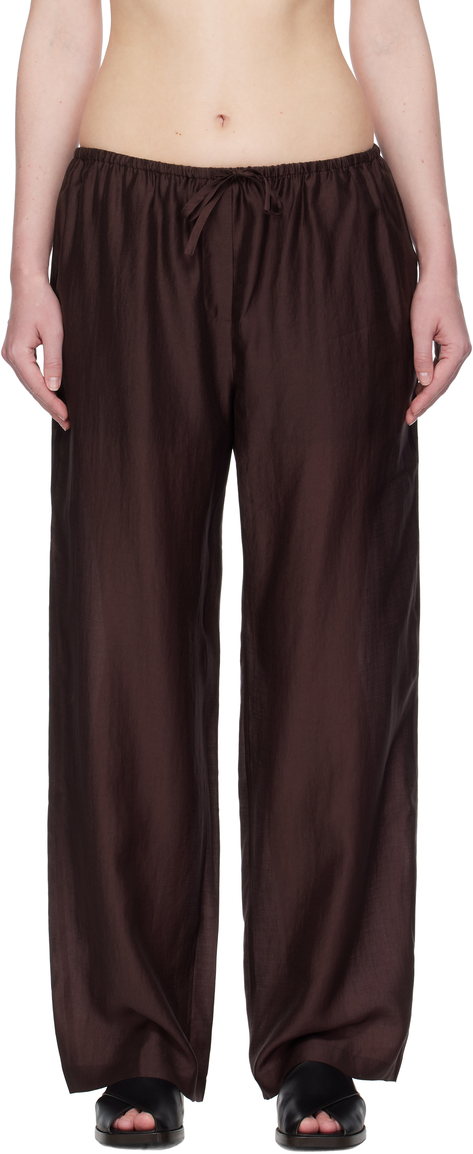 Burgundy Silky Banding Lounge Pants