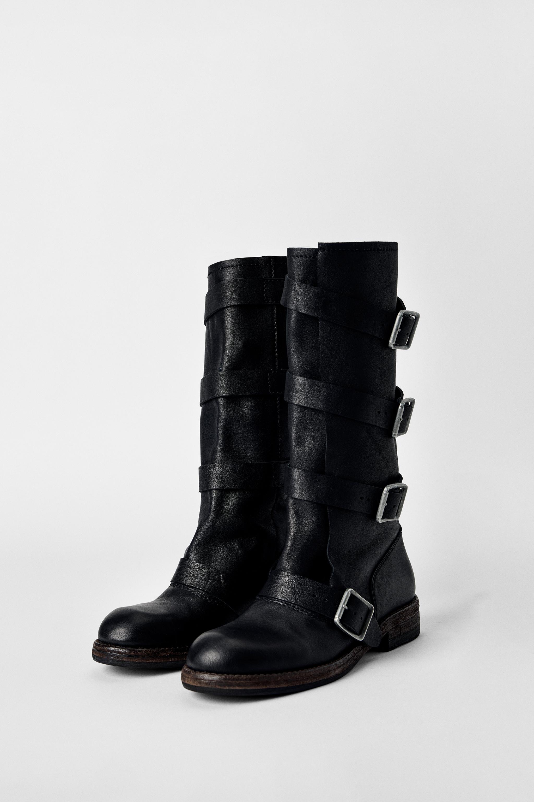 Leather Ankle Boots With Buckles Kate Moss X Zara