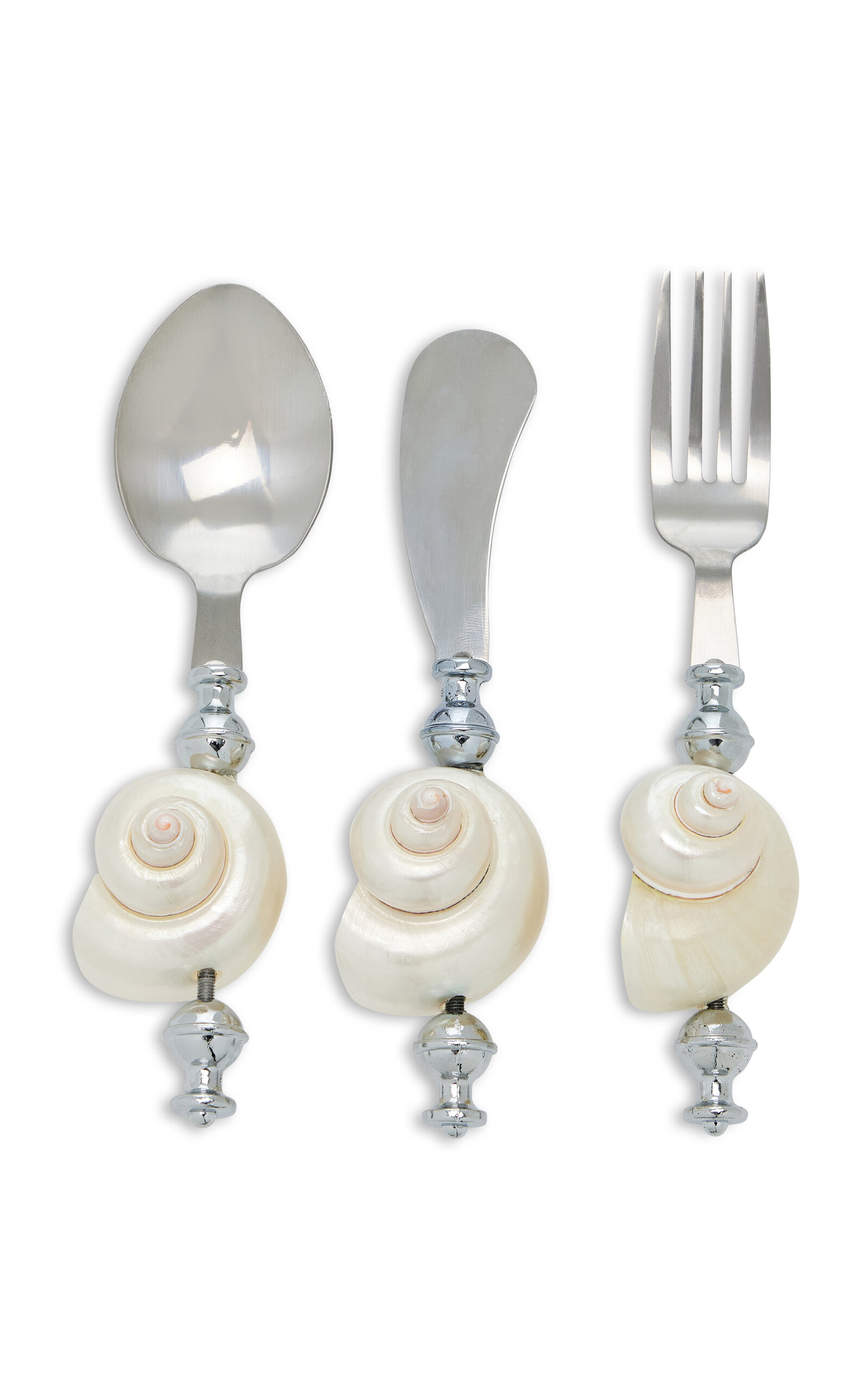 Set-Of-Three Shell Silverware