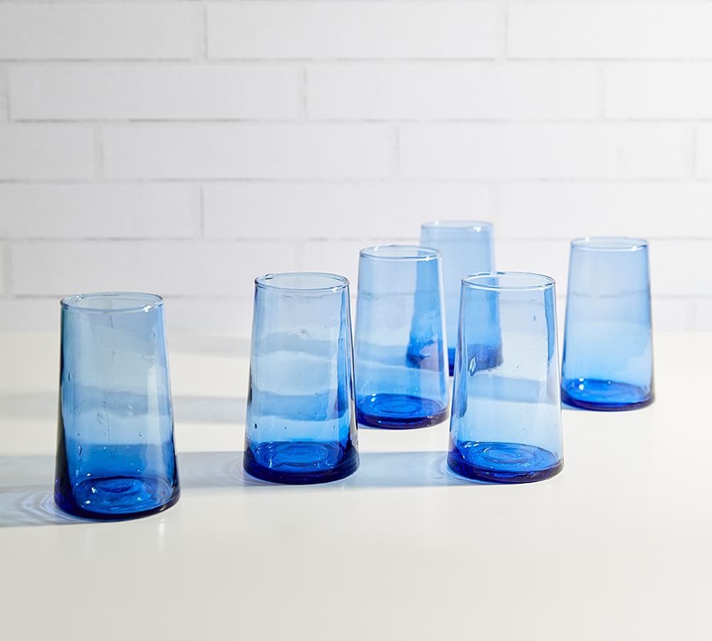 Pottery Barn, Moroccan Handcrafted Recycled Drinking Glasses