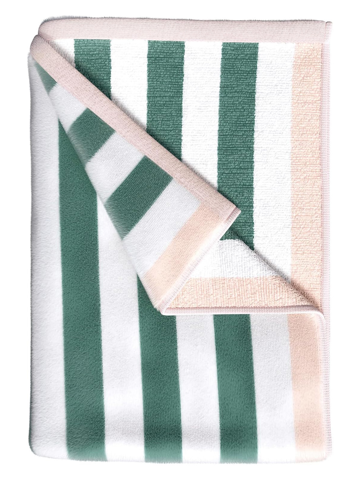 Great Bay Home 100% Cotton Velour Beach Towels - Oversized (35" X 70") Stripe Border Pool Towel - Quick Dry, Absorbent, Ultra-Soft (mineral Blue/blush)