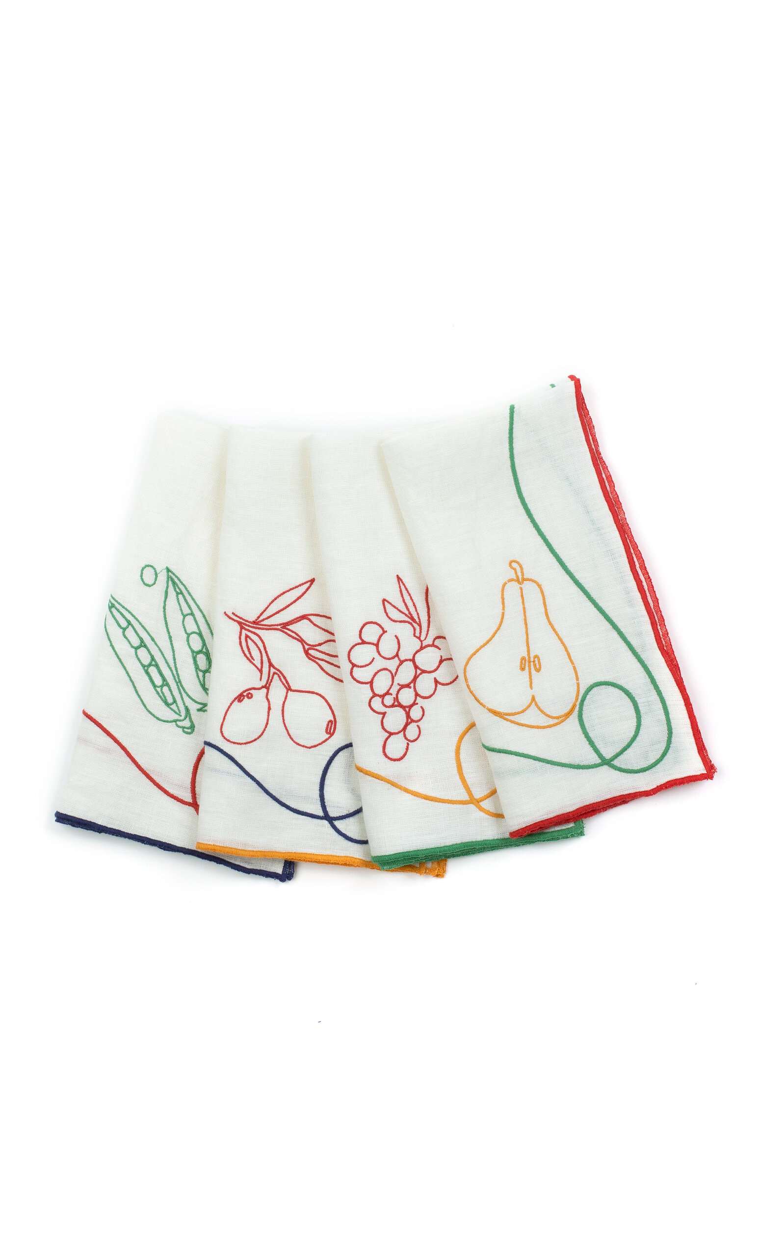 Set-Of-Four Fête Embroidered Linen Napkins