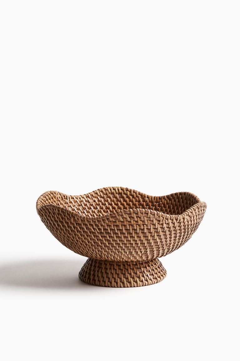Footed Rattan Bowl