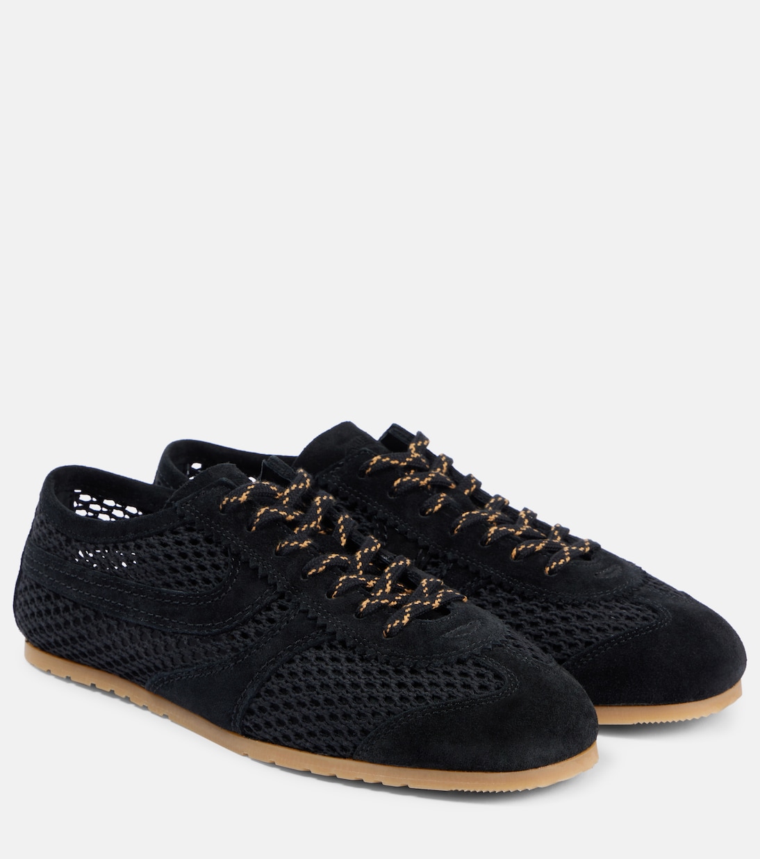 Suede-Trimmed Mesh Sneakers
