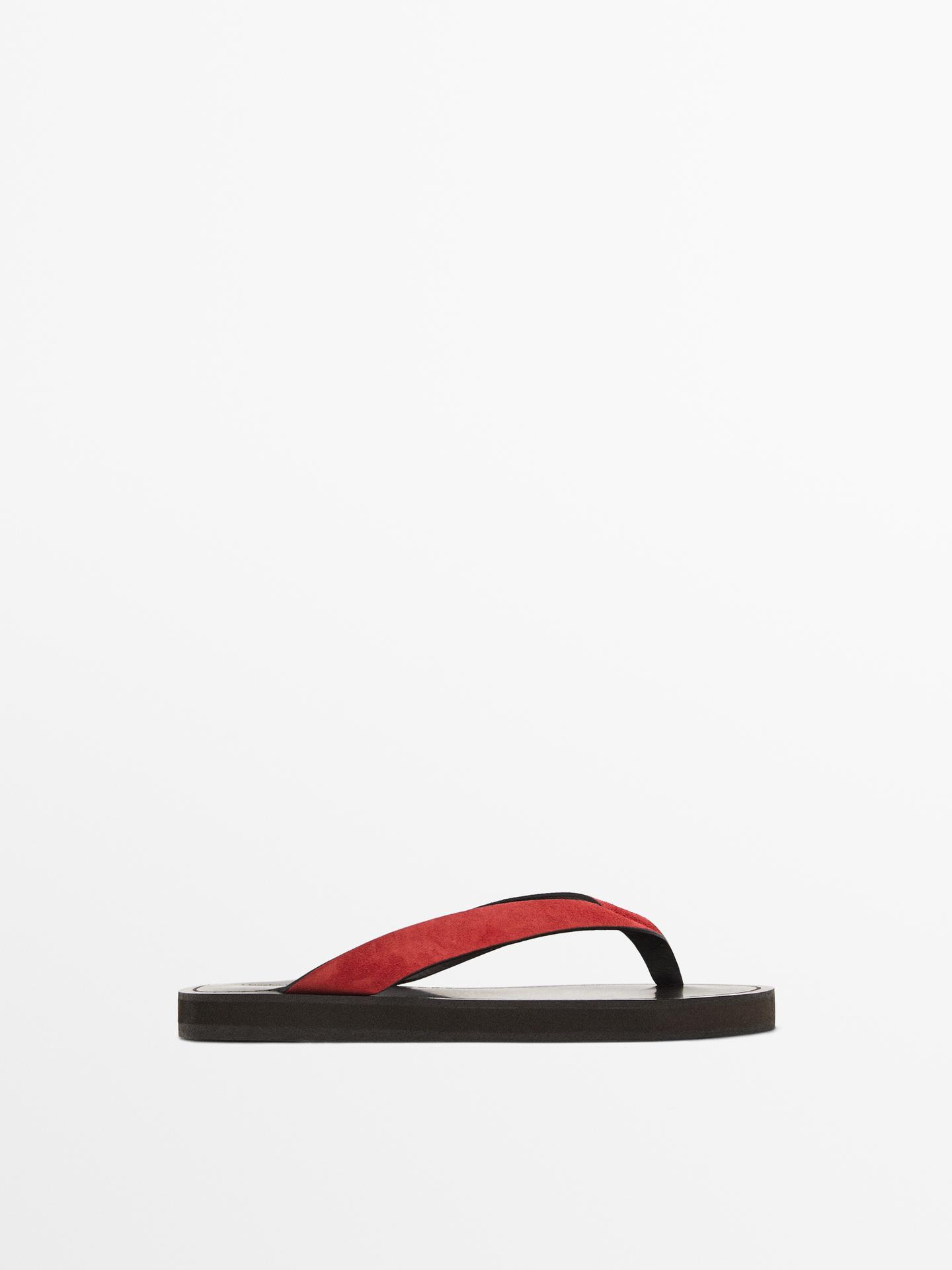 Massimo Dutti, Split Suede Sandals With Toe Divider