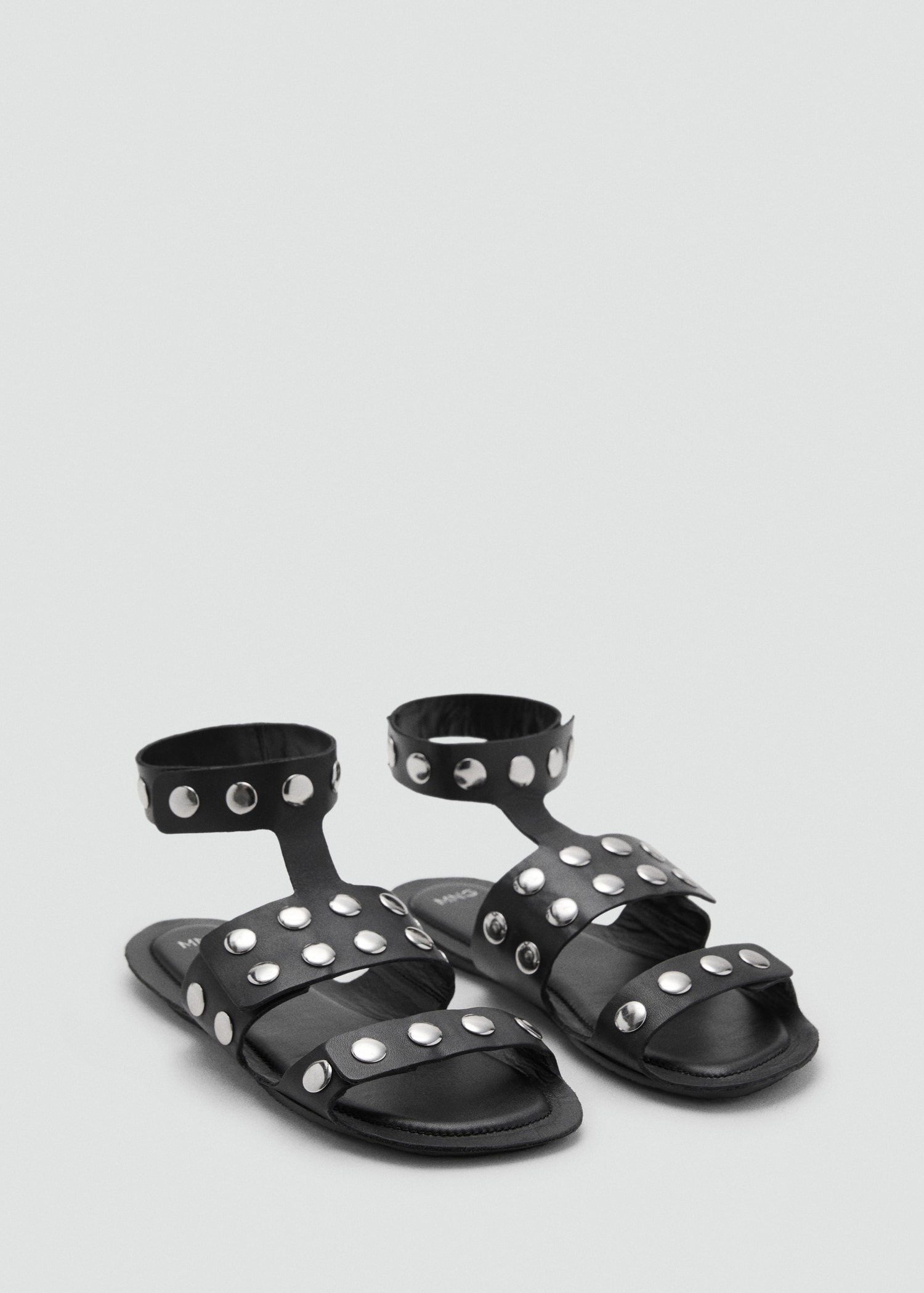 MANGO, Studded Leather Sandals