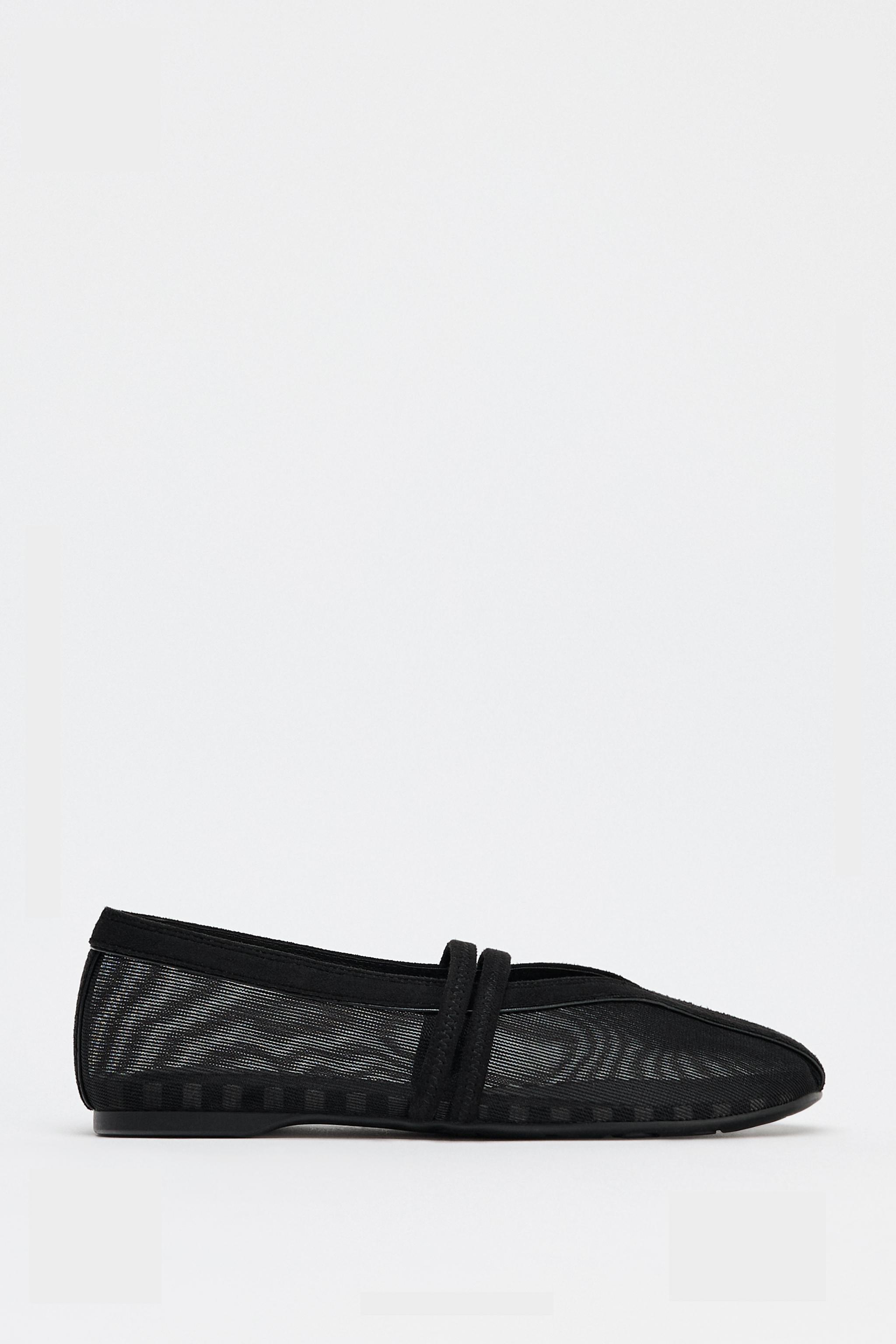 Double Strap Mesh Ballerinas